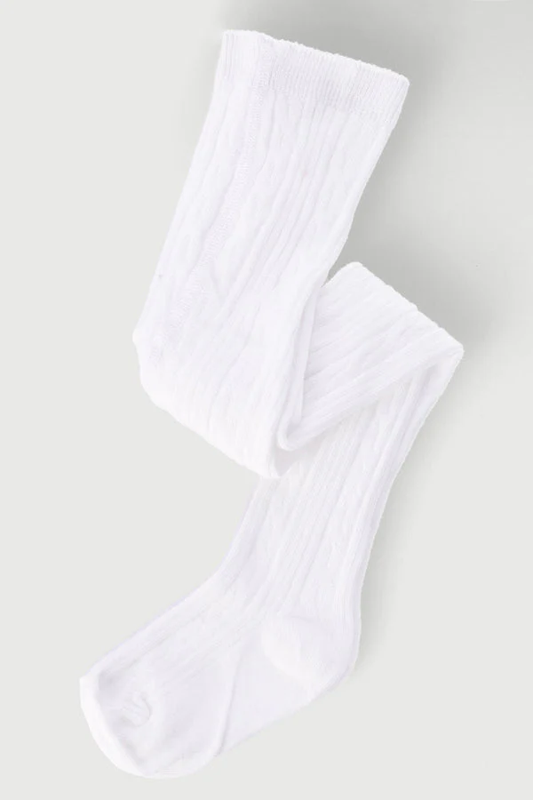 Keedo Girls Textured Knit Stockings - White - Image 3