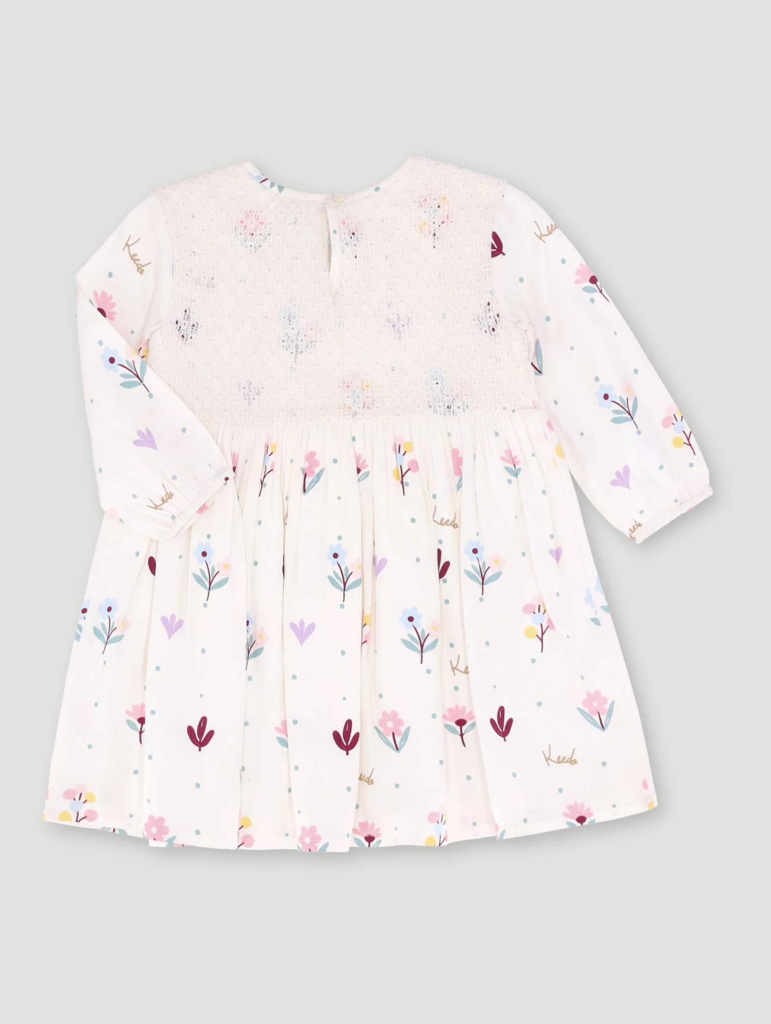 Keedo Girls Viscose Floral Fashion Dress - Sand - Image 2
