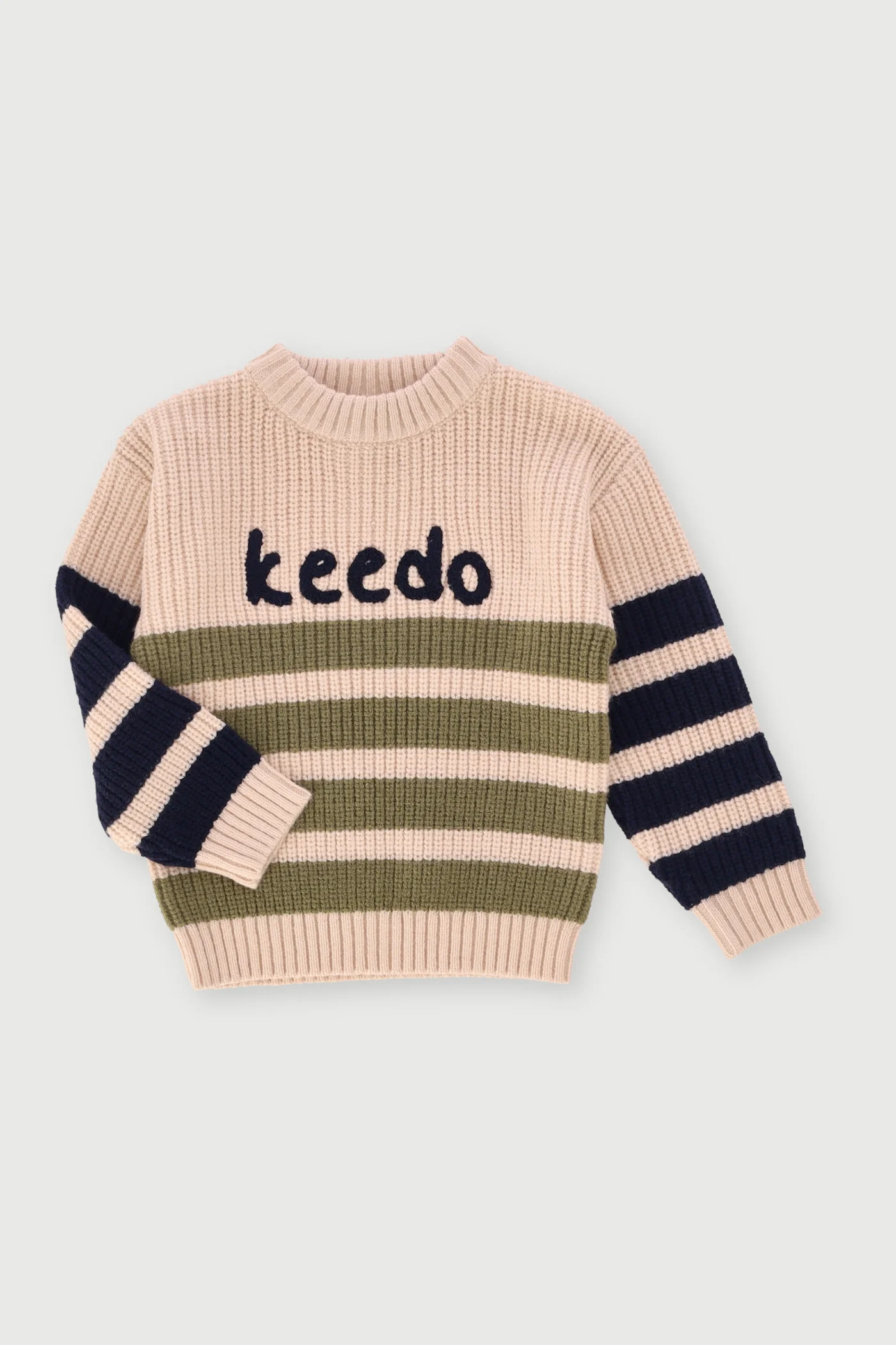 Keedo Pre-Boys Stripe Knit Pullover - Cream - Image 2