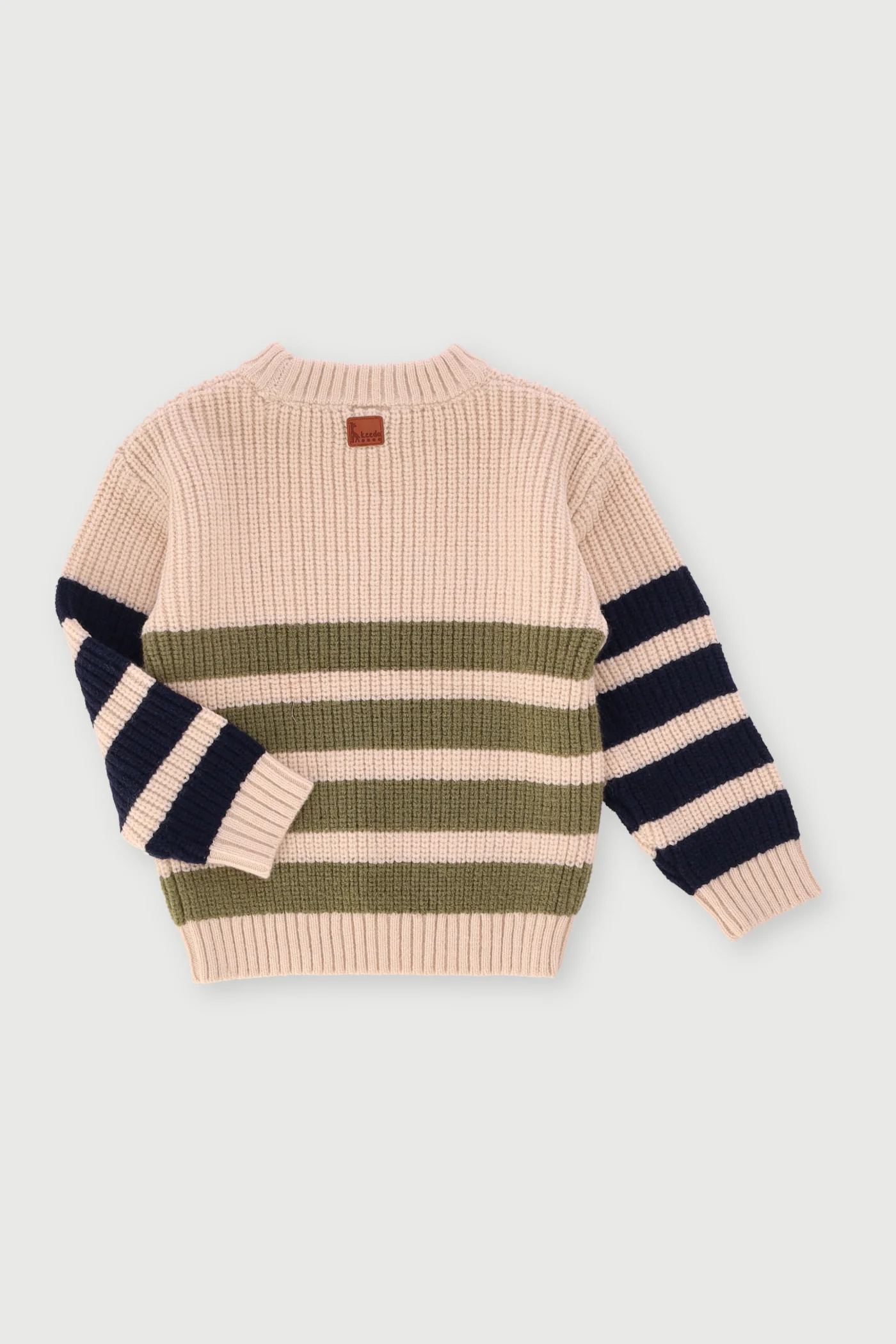 Keedo Pre-Boys Stripe Knit Pullover - Cream - Image 3