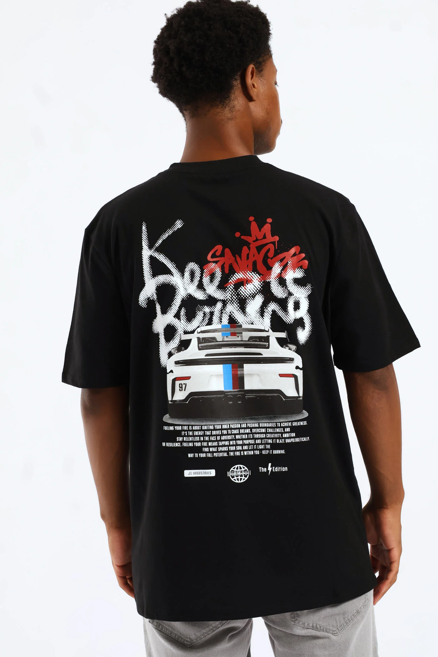 Keep It Burning Front & Back Print Tee - Black - Image 5