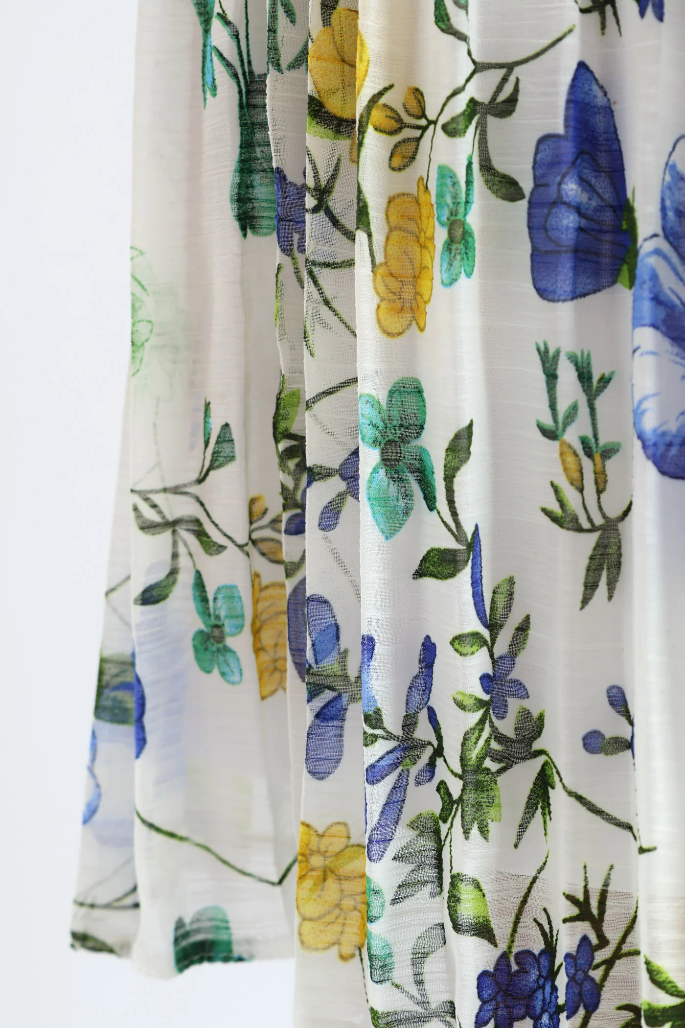 Keyhole Floral Pleated Tea Dress - Blue - Image 5