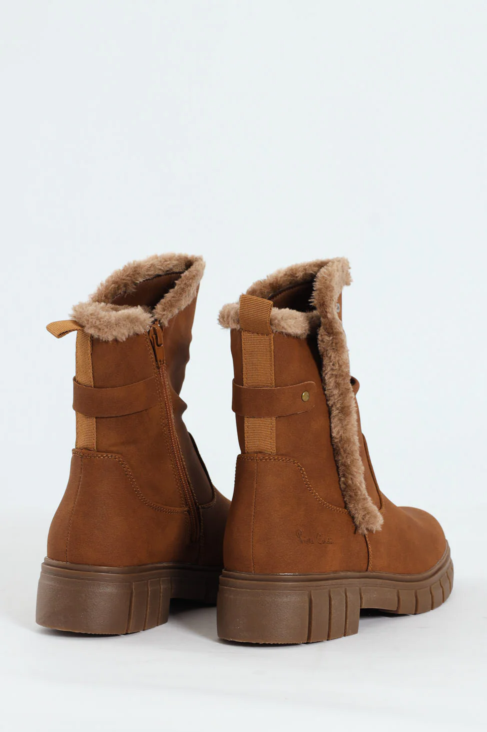 Kiera Fur Lined Mid Calf Lug Sole Boot - Tan - Image 3