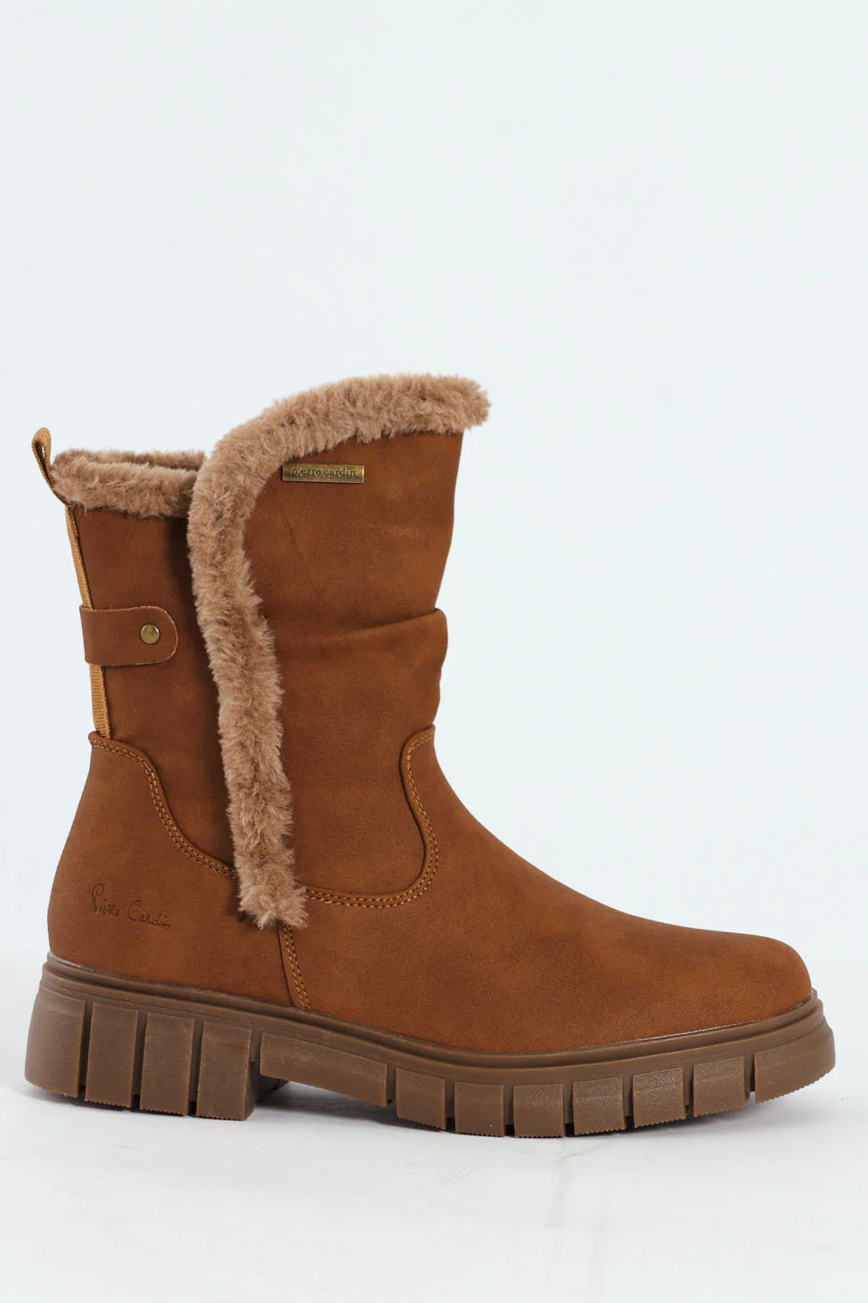 Kiera Fur Lined Mid Calf Lug Sole Boot - Tan - Image 6