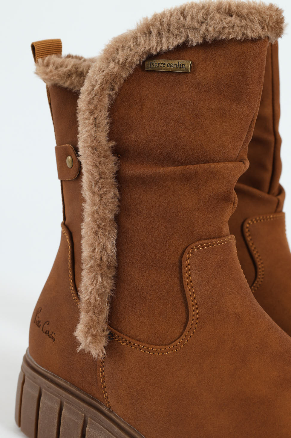 Kiera Fur Lined Mid Calf Lug Sole Boot - Tan - Image 7