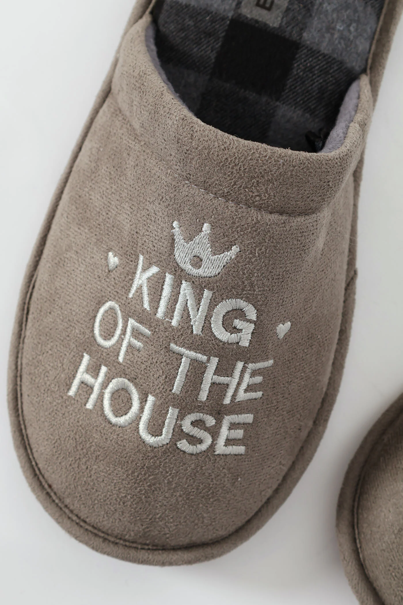 King Of The House Slogan Slipper - Grey - Image 2