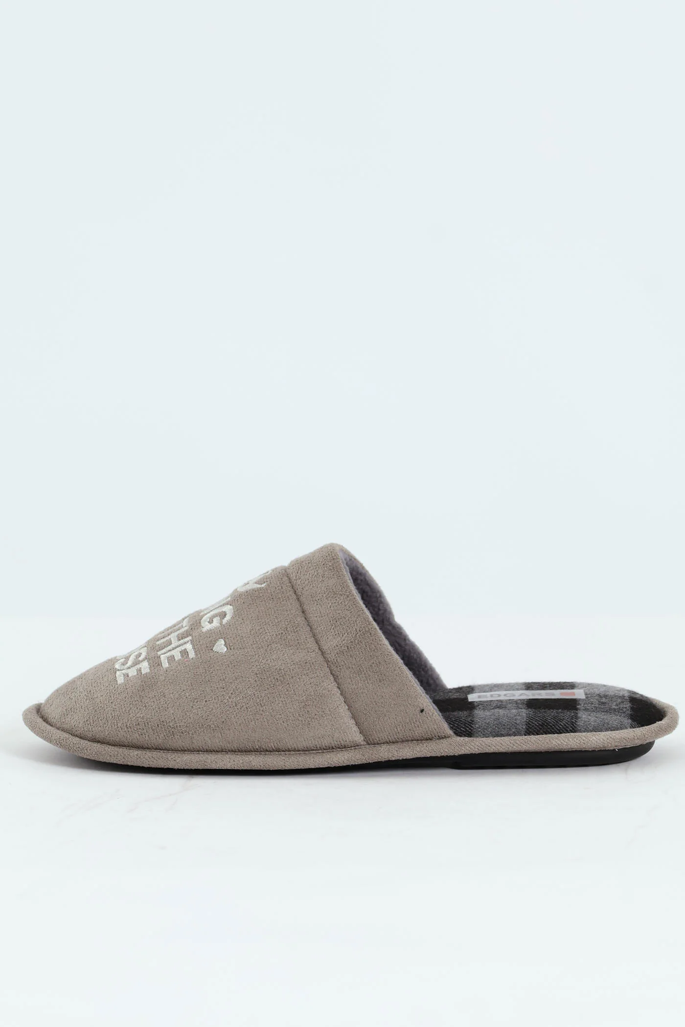 King Of The House Slogan Slipper - Grey - Image 4