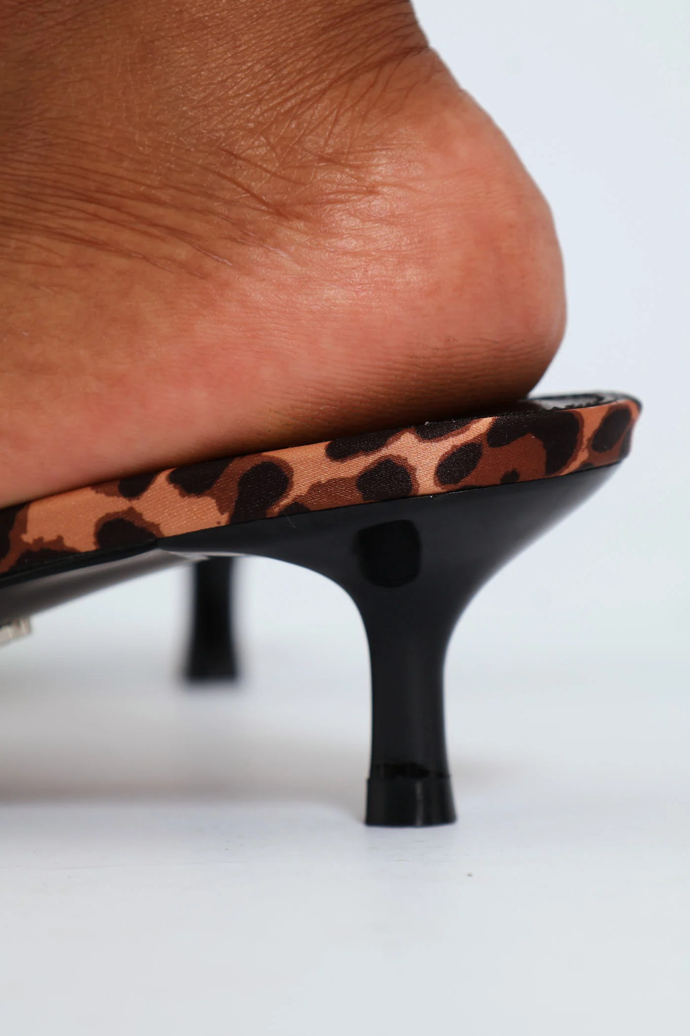 Bow Slip On Mule Kitten Heel - Animal Print - Image 6