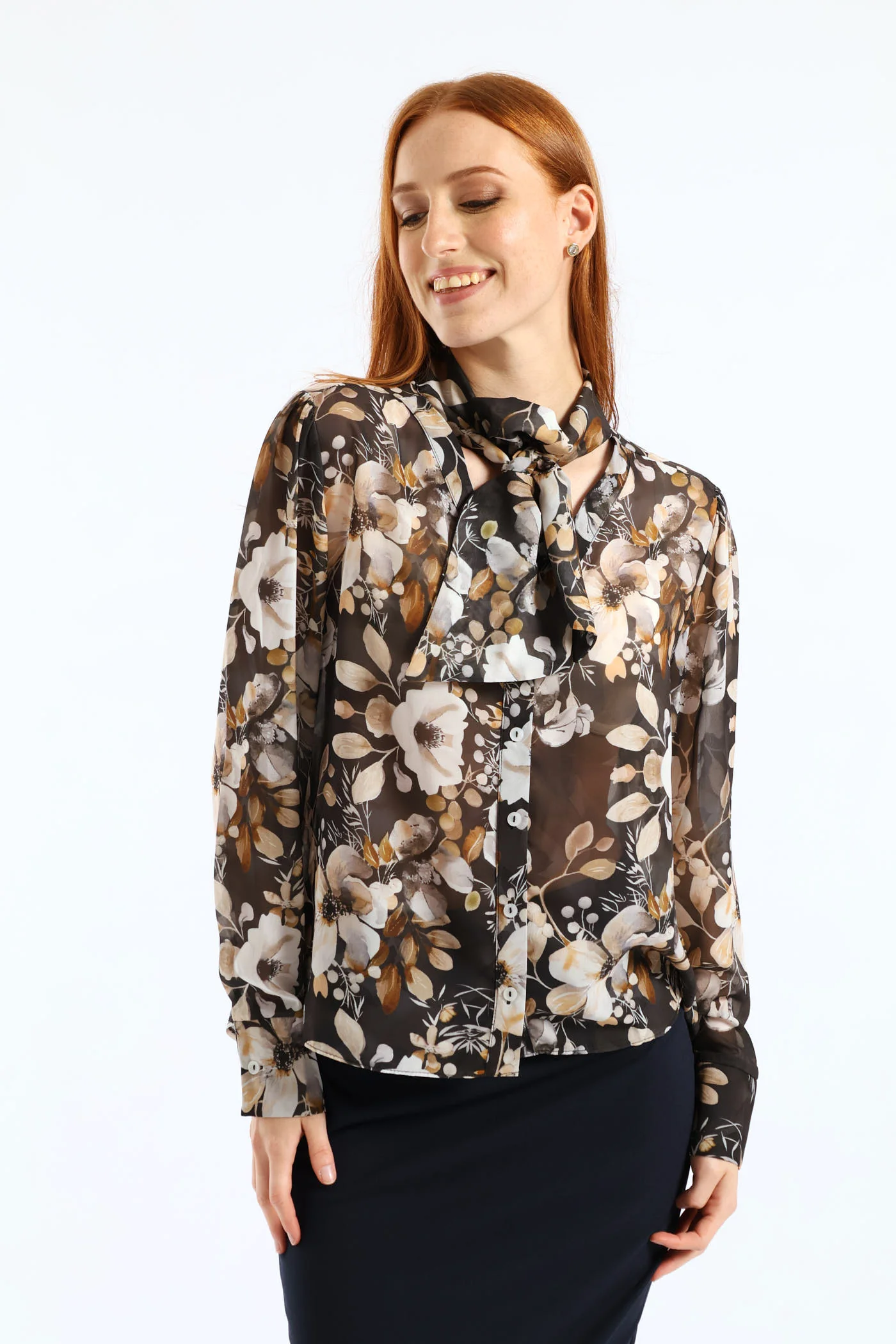 Kitty Bow Dark Romantic Blouse - Black - Image 2