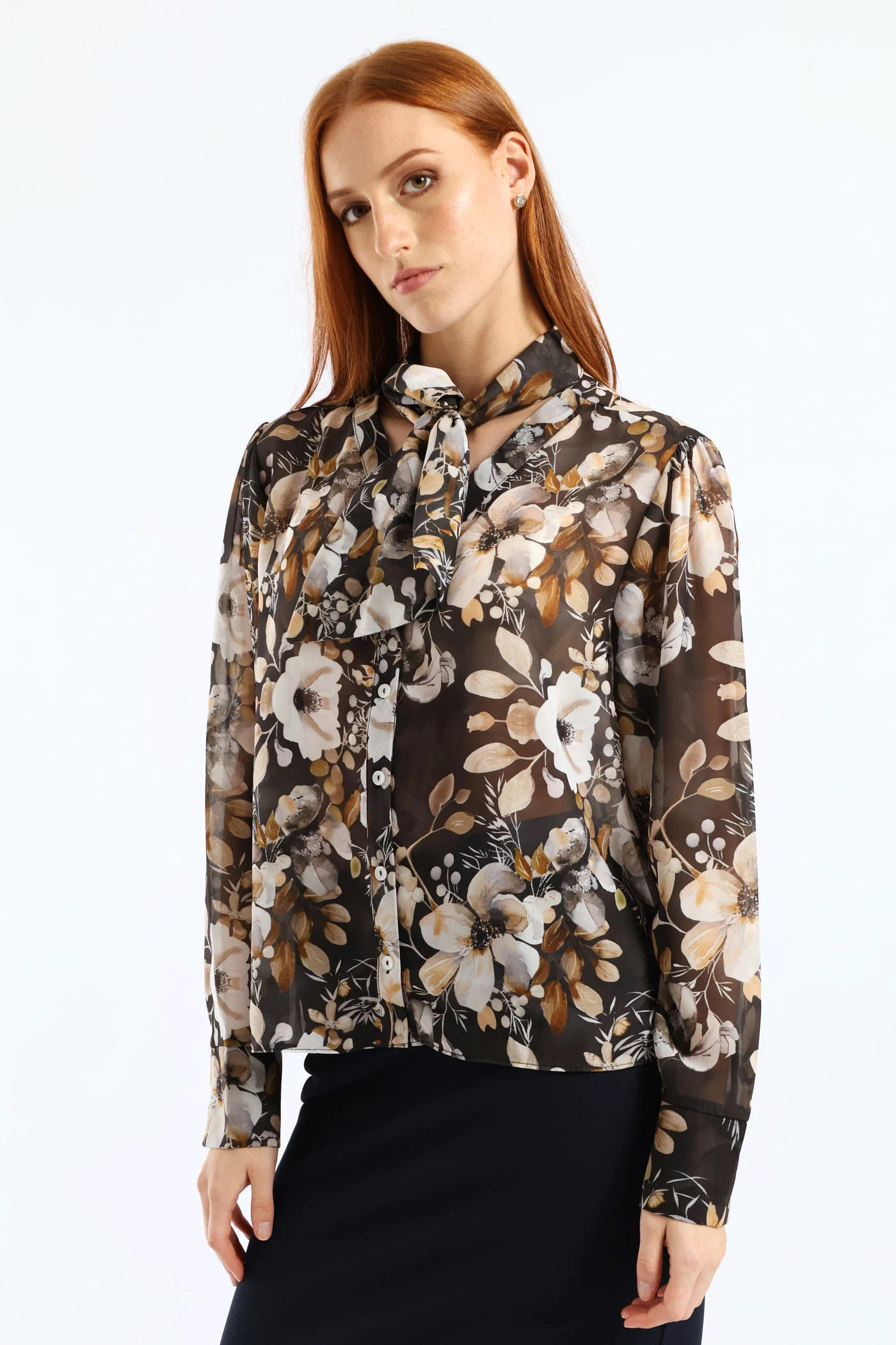 Kitty Bow Dark Romantic Blouse - Black - Image 5