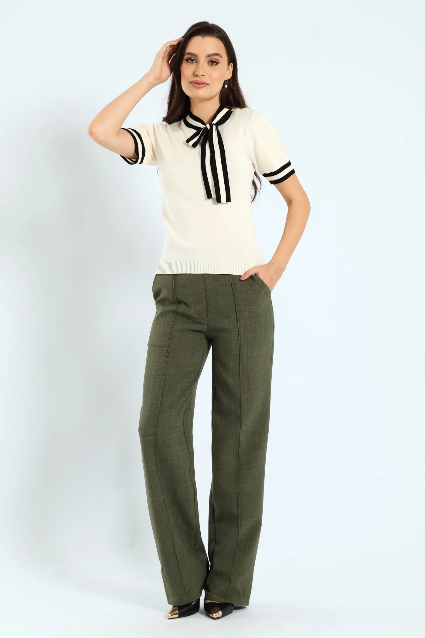 Kitty Bow Pullover Tee - Cream - Image 5