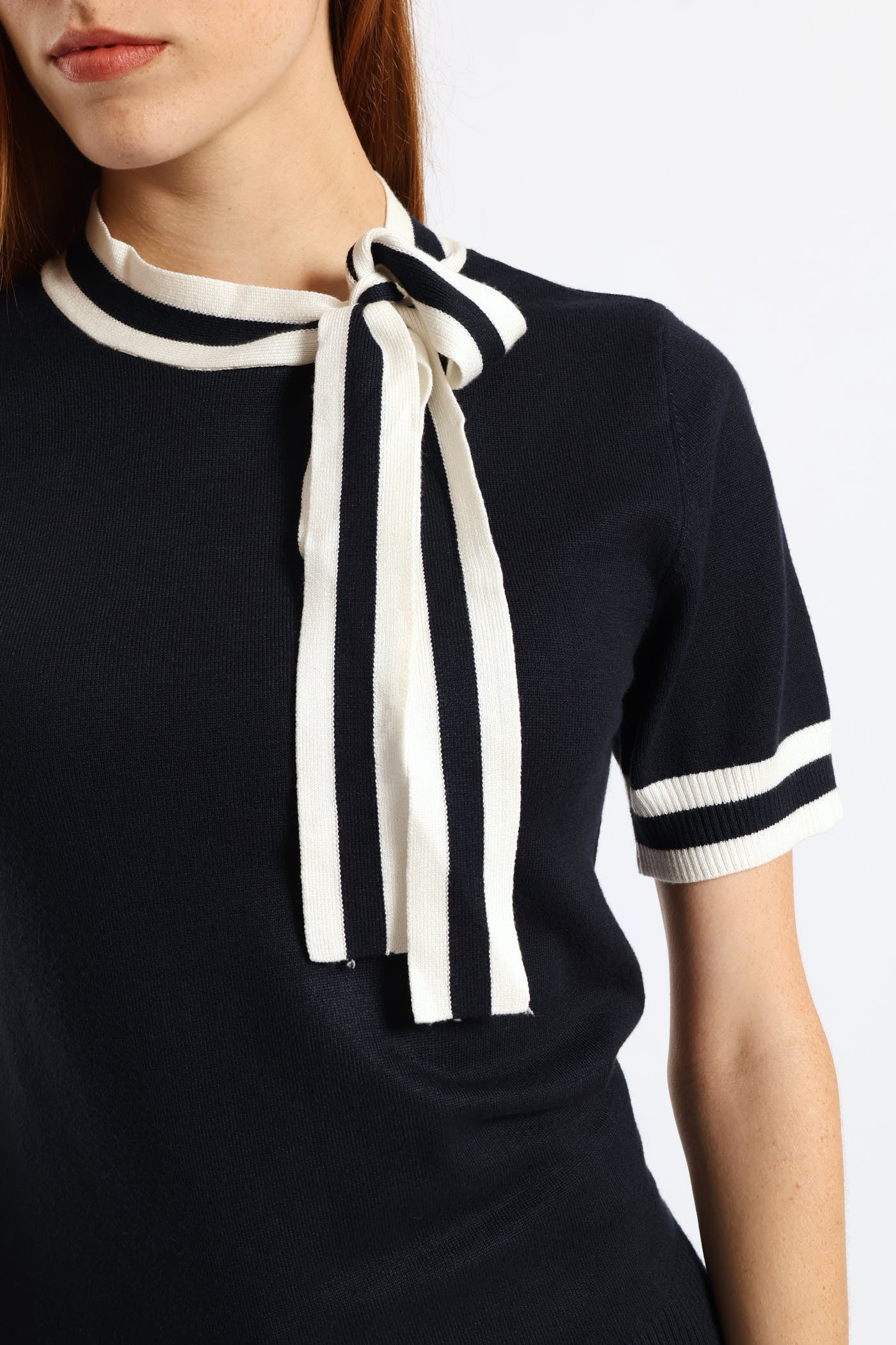 Kitty Bow Pullover Tee - Dark Navy - Image 2