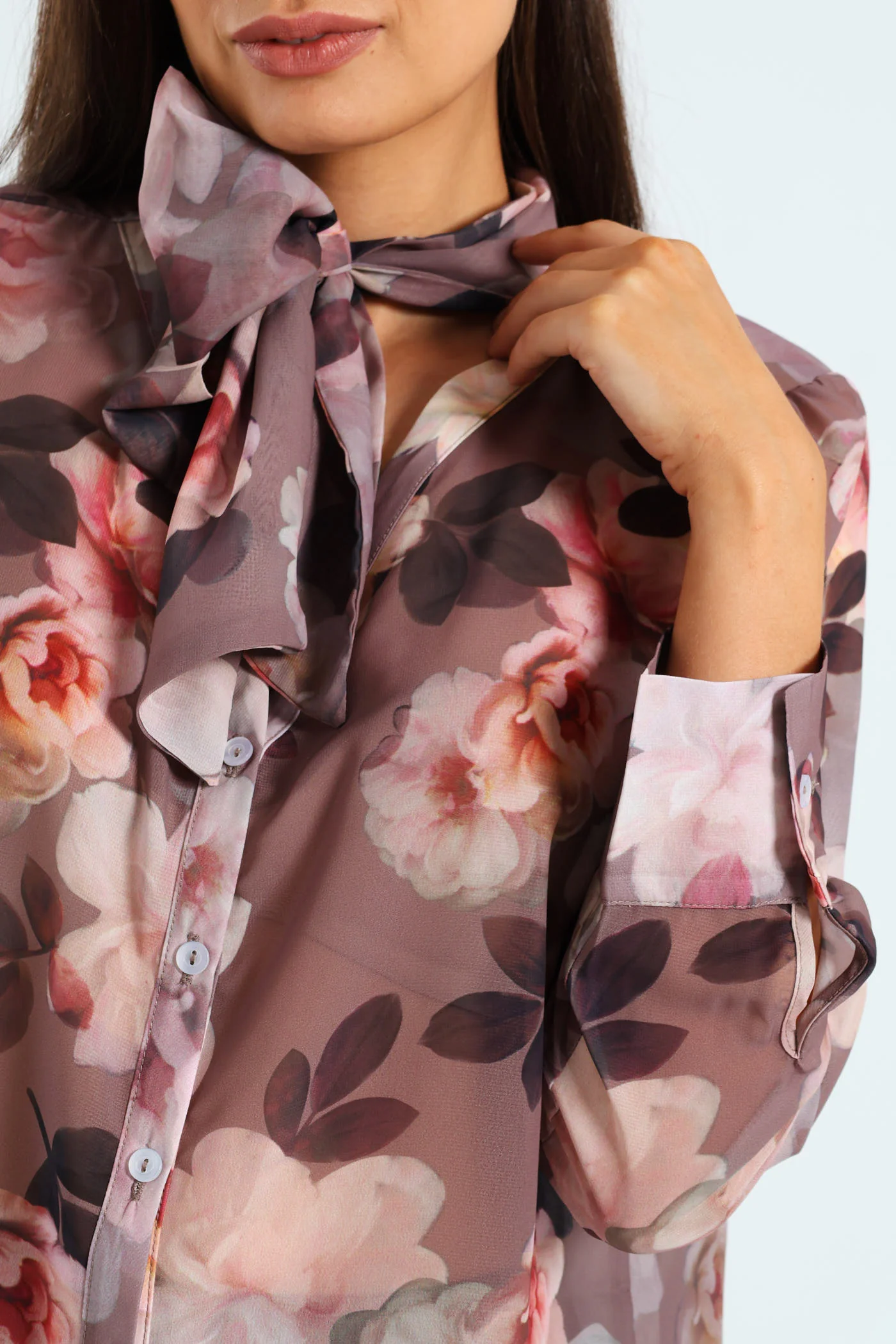 Kitty Bow Rosy Floral Blouse - Mauve - Image 2