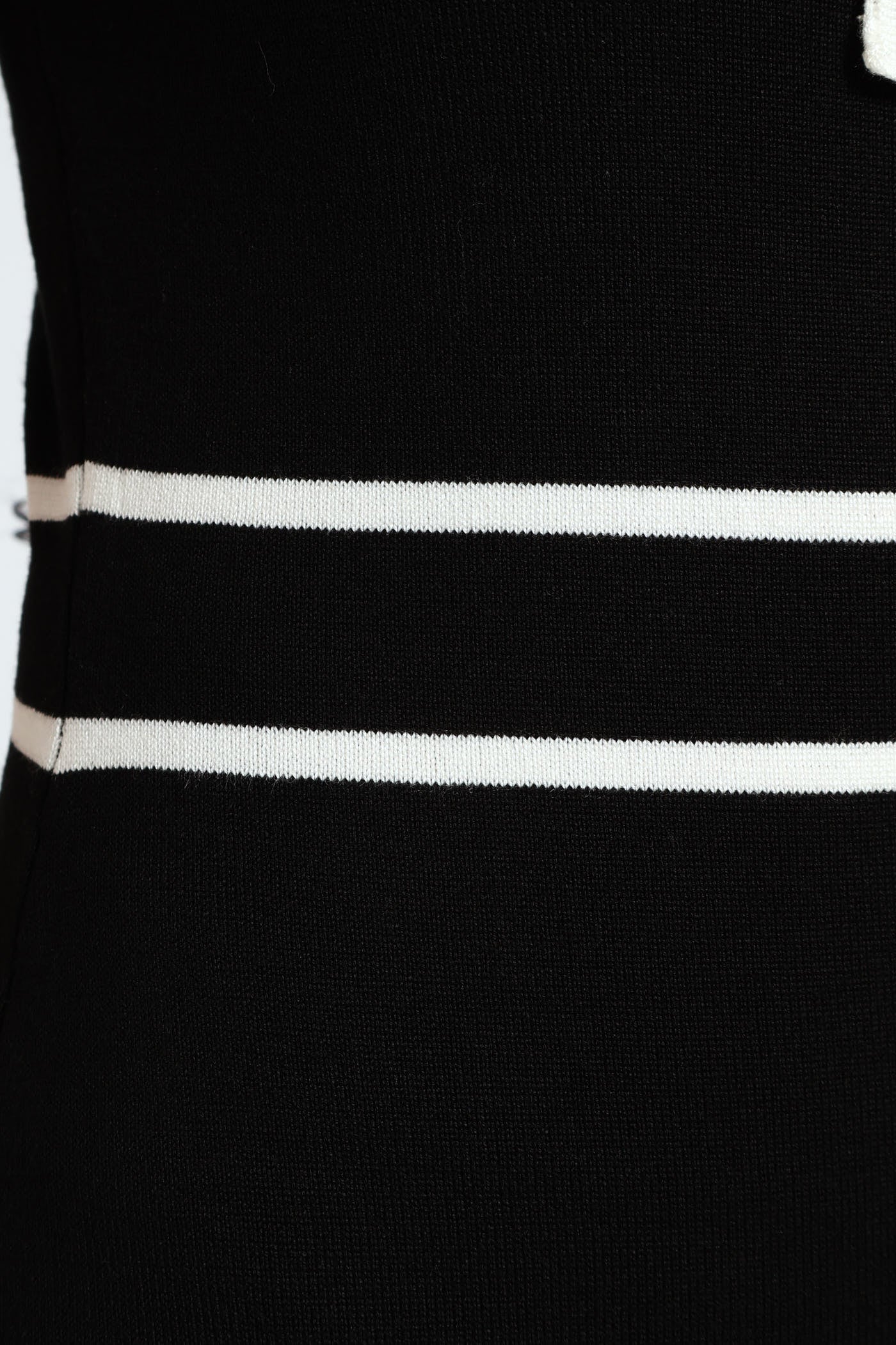 Kitty Bow Tipped Knitwear Dress - Black/Cream - Image 6