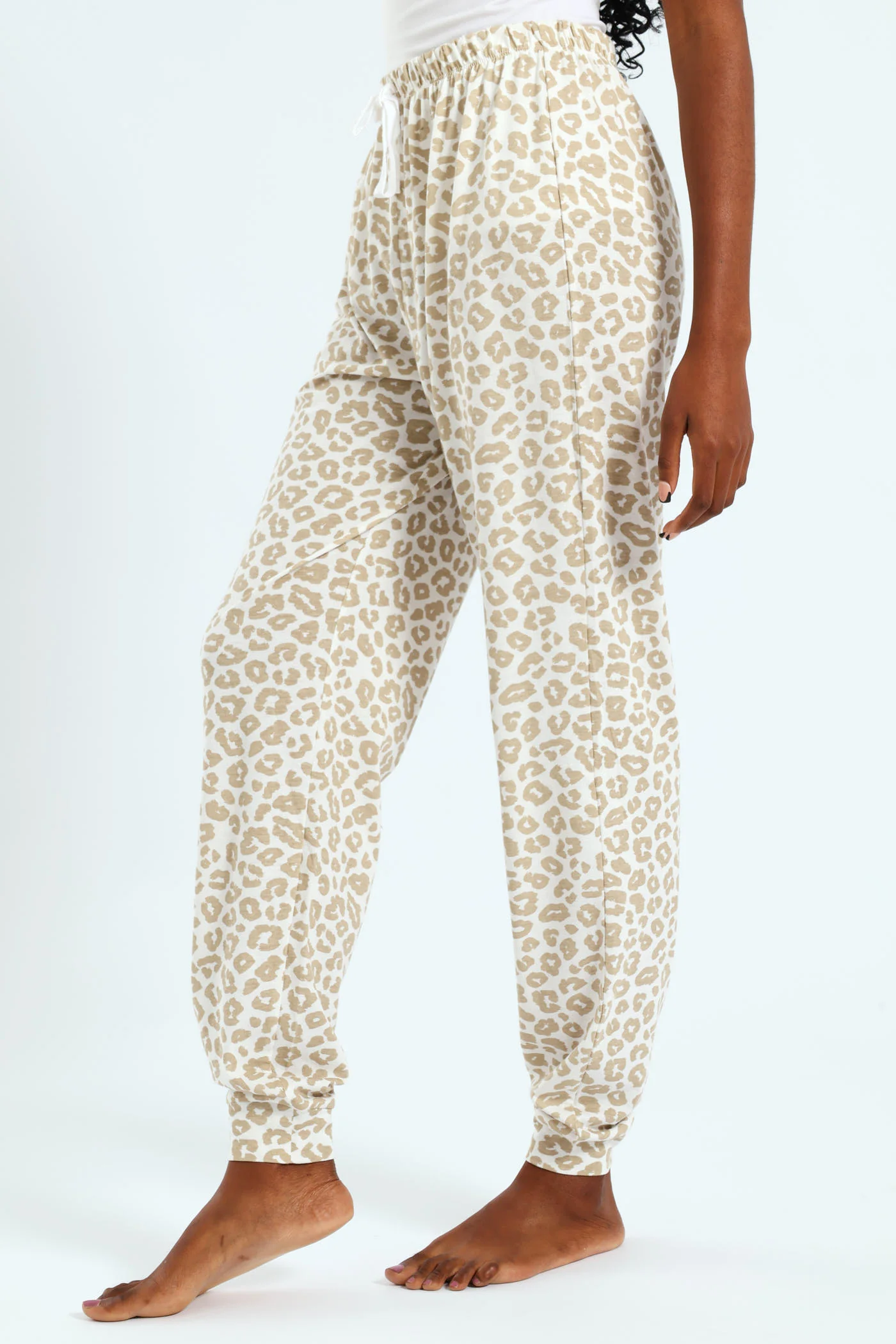 Knit Animal Print Sleep Jogger - Light Brown - Image 2