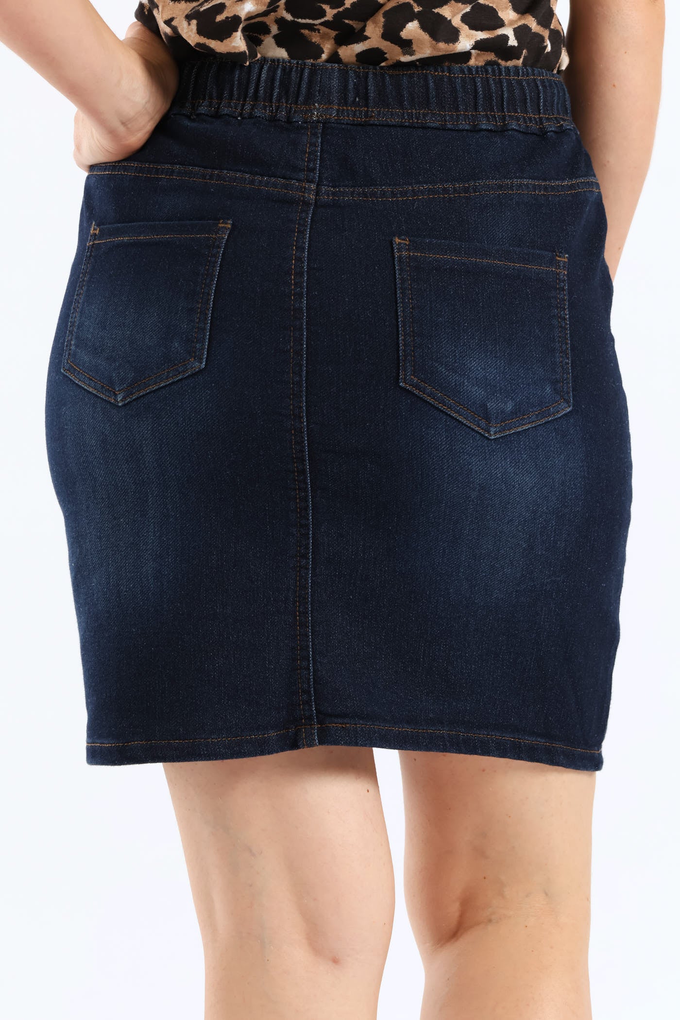 Knit Denim Mini Skirt - Ink - Image 2