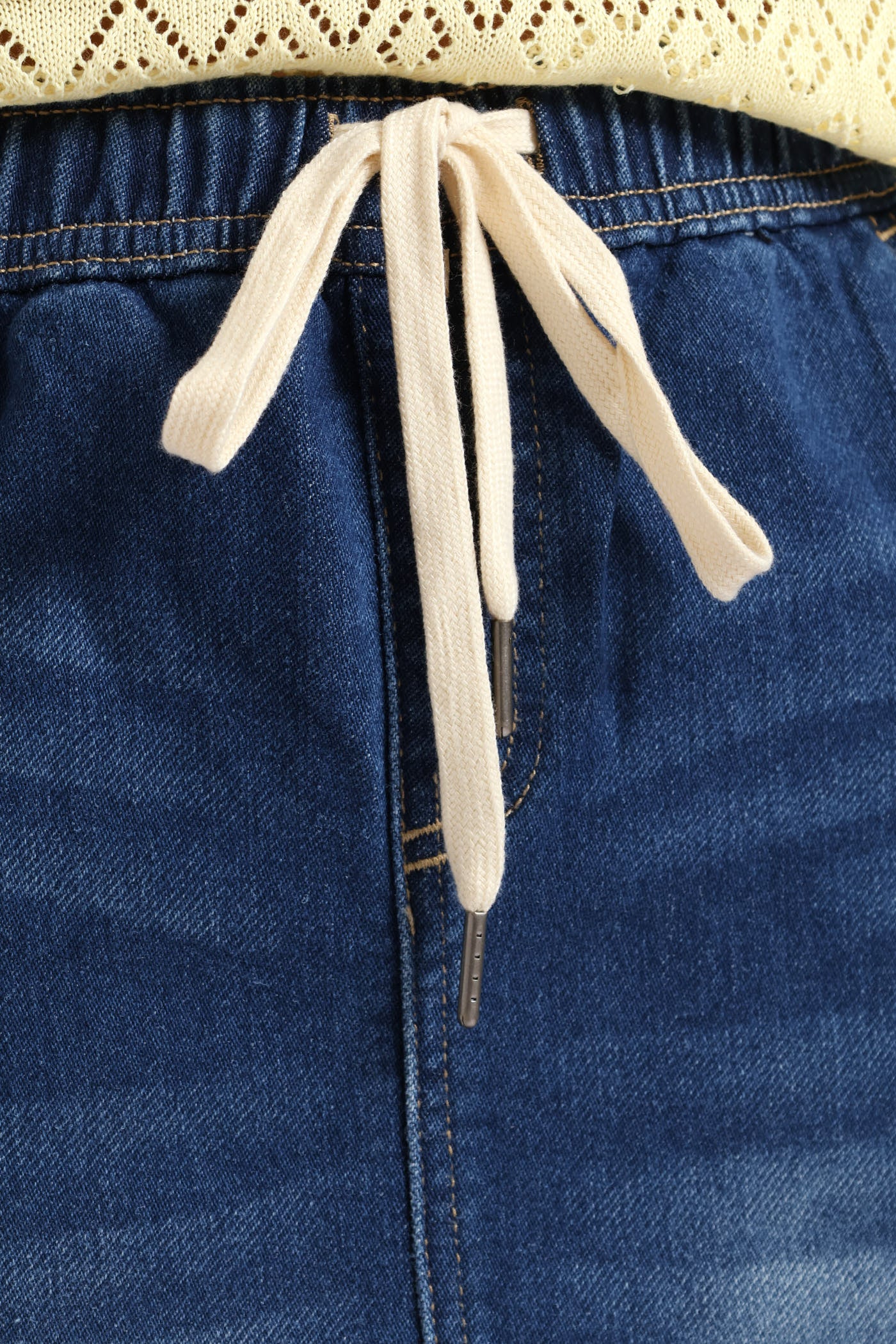 Knit Denim Pencil Skirt - Med Wash - Image 4