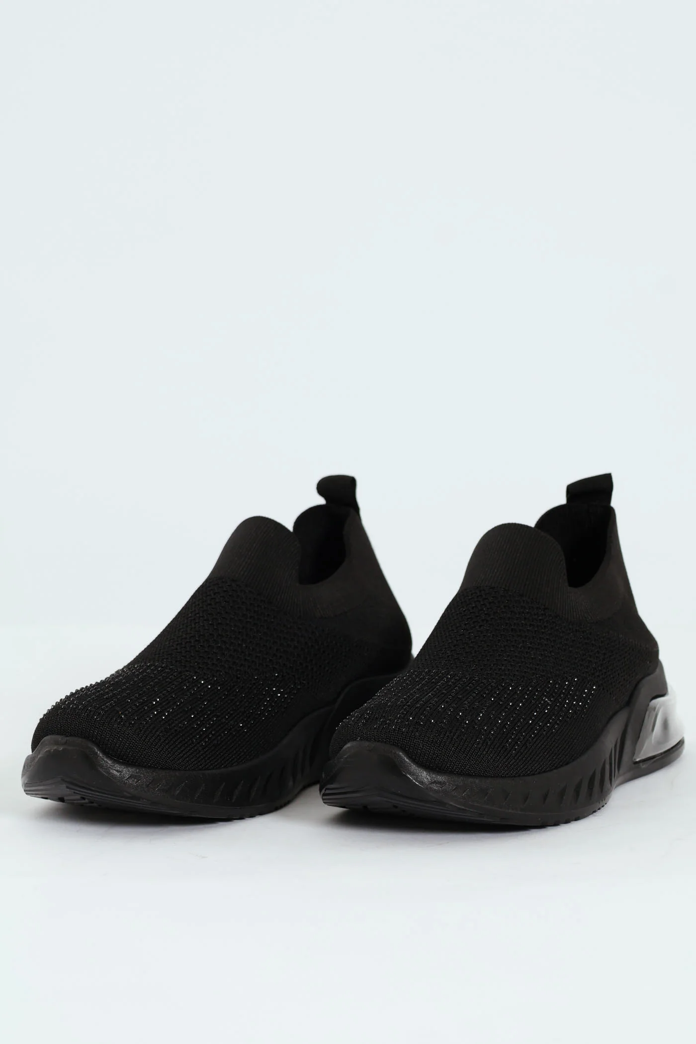 Knit Diamante Slip On Sneaker - Black - Image 3