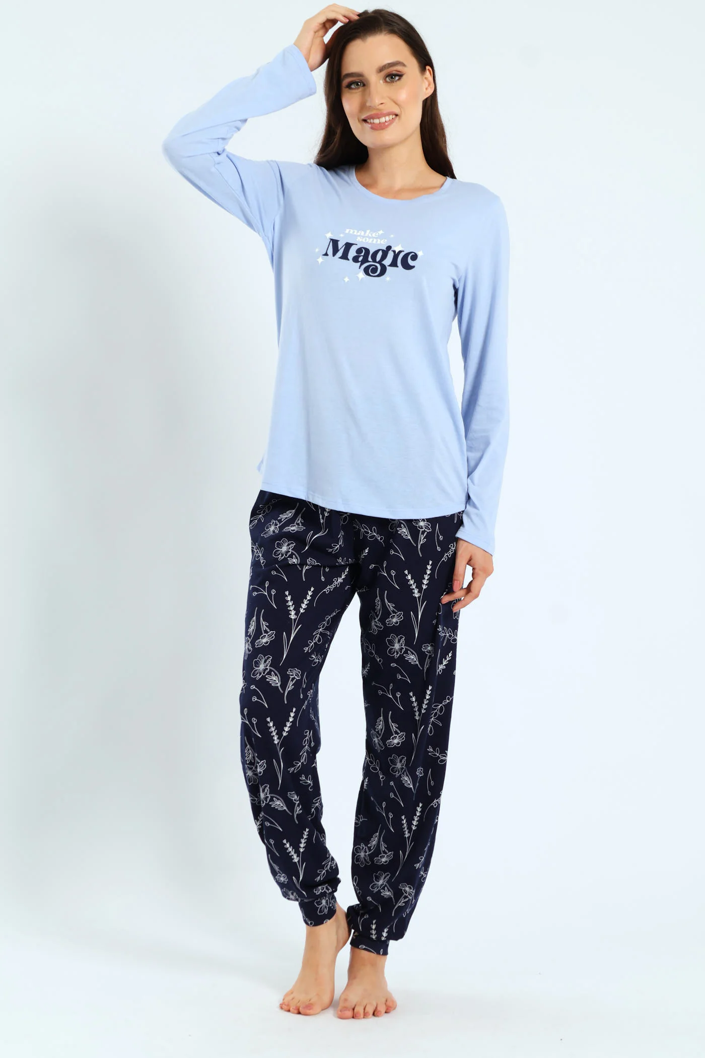 Knit Flower Jogger - Navy - Image 2