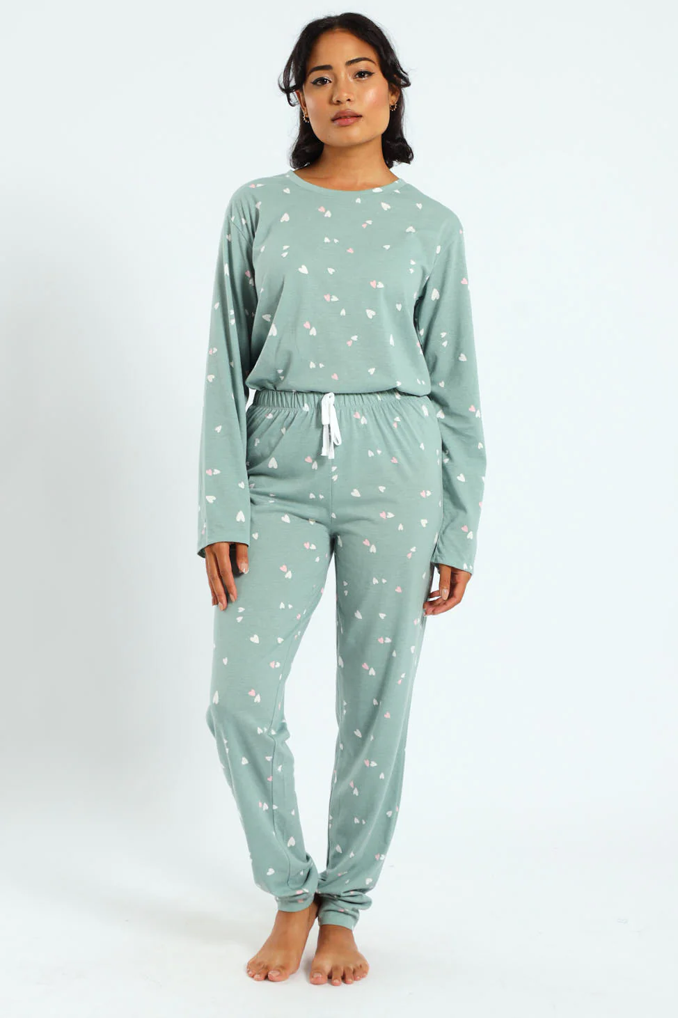 Knit Hearts Jogger - Duck Egg - Image 2