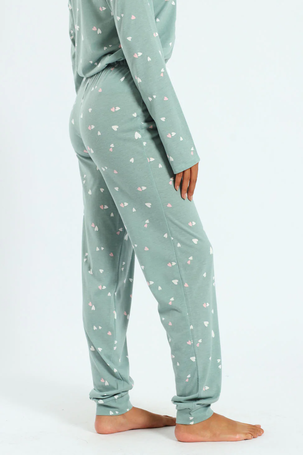Knit Hearts Jogger - Duck Egg - Image 3