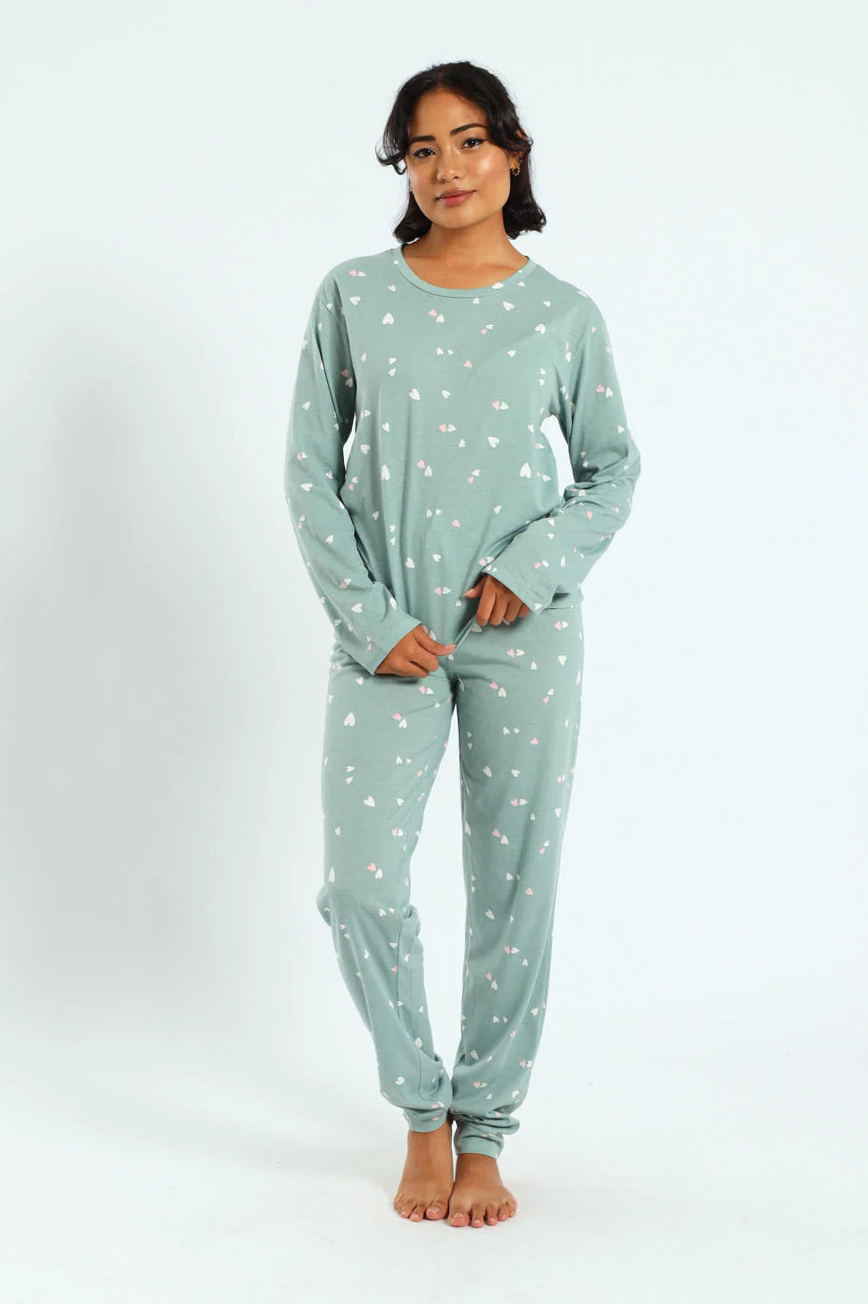 Knit Hearts Long Sleeve Tee - Duck Egg - Image 4