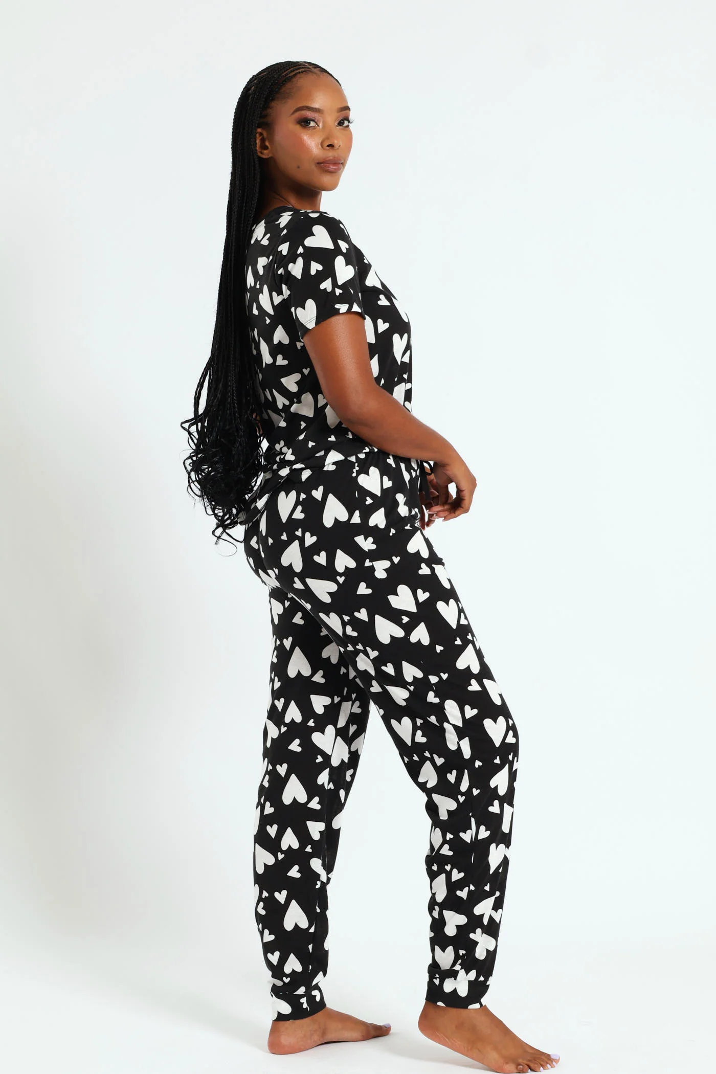 Knit Hearts Top & Pants Set - Black/White - Image 2