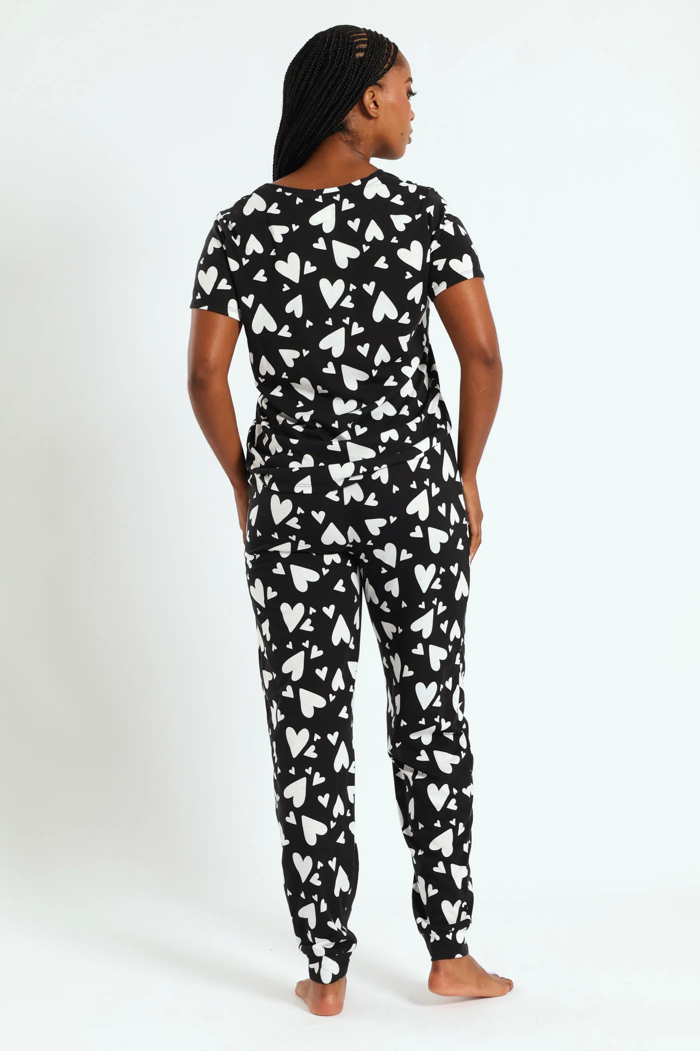 Knit Hearts Top & Pants Set - Black/White - Image 3