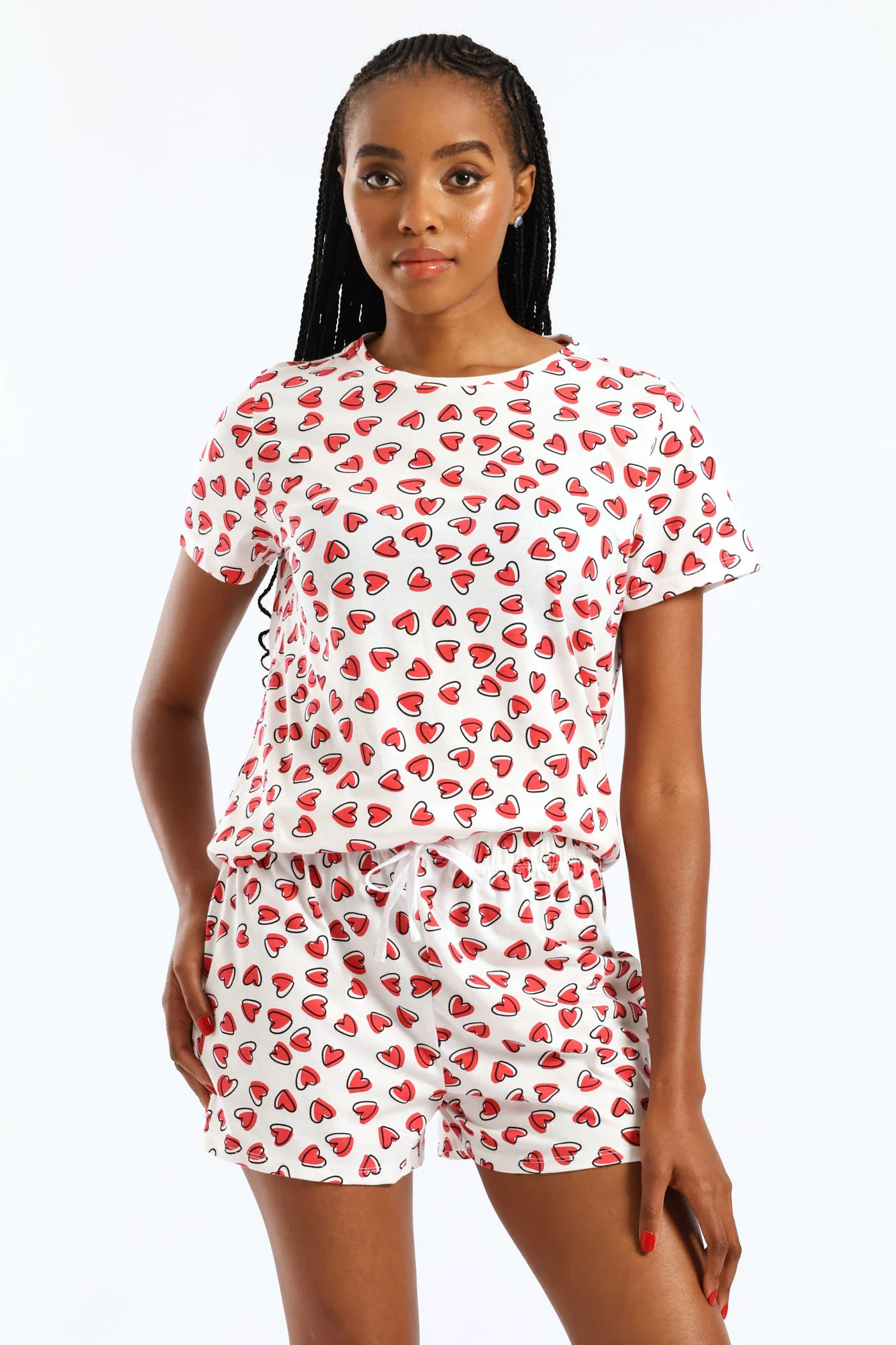 Knit Hearts Top - White/Red - Image 2