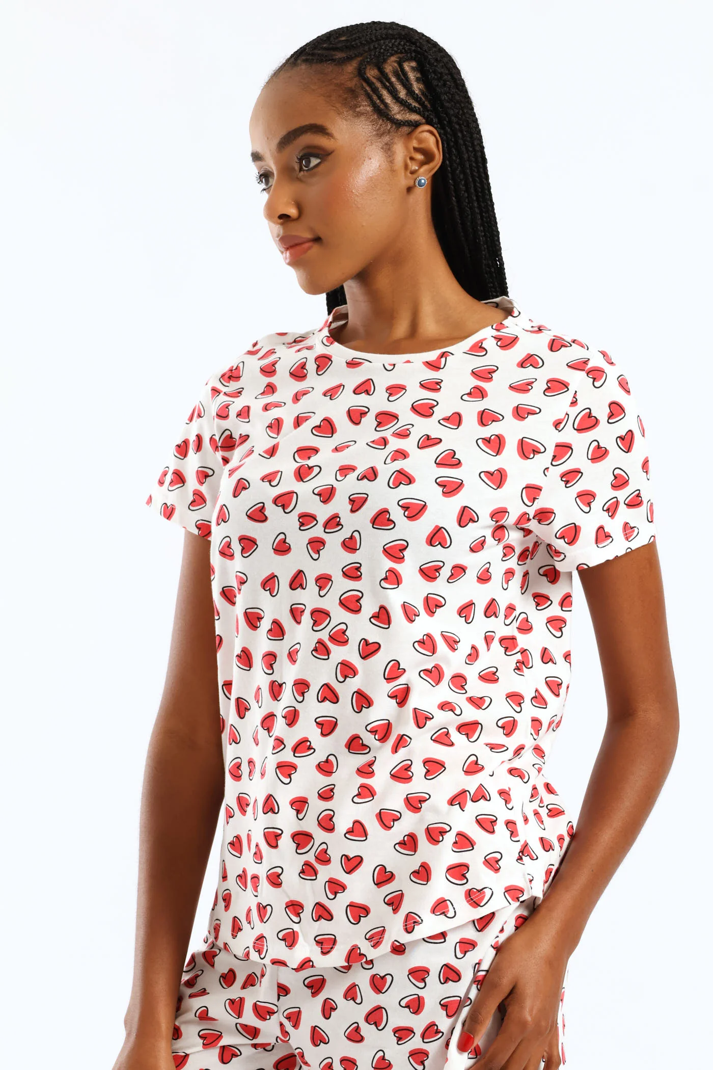 Knit Hearts Top - White/Red - Image 3