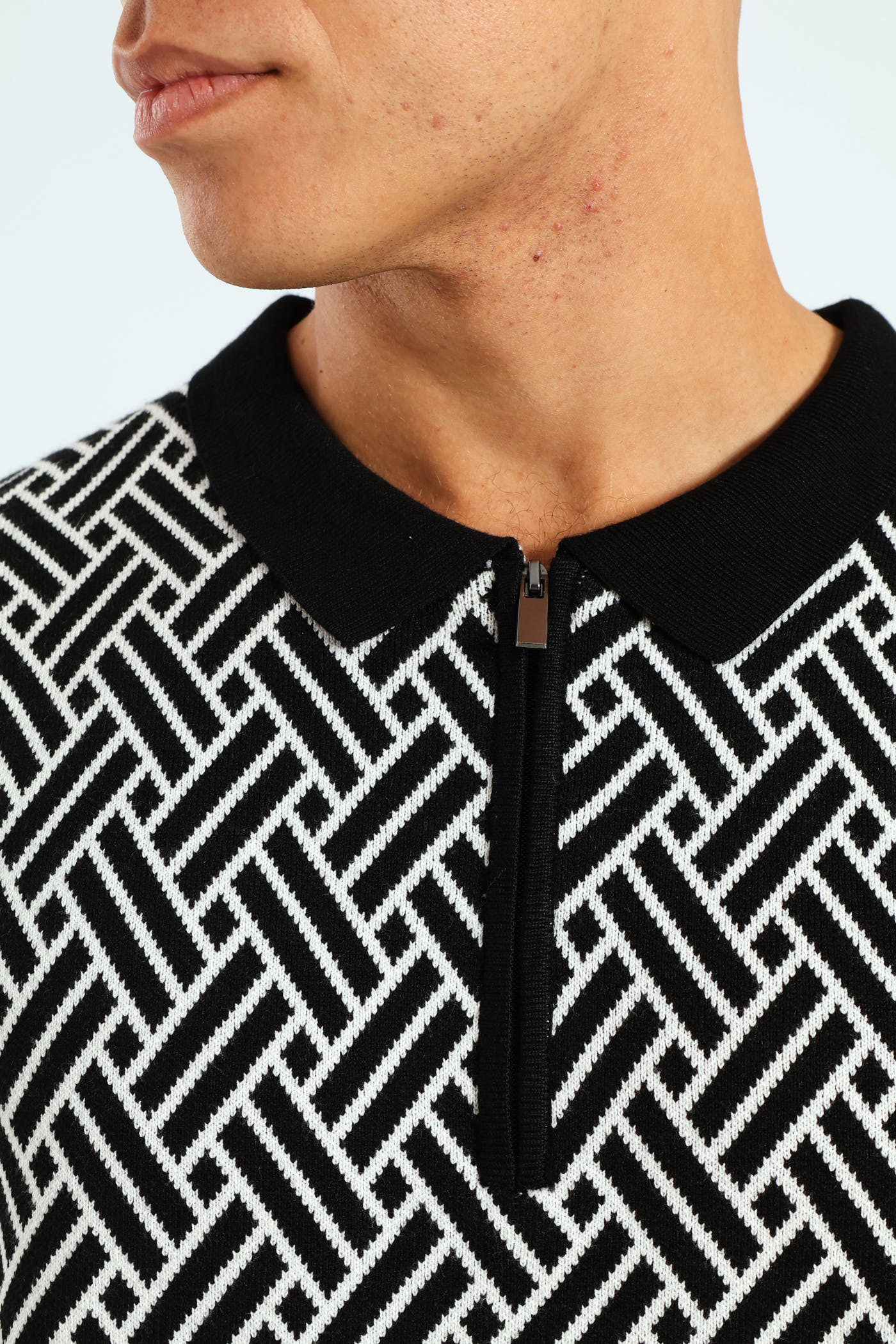 Knit Monochrome Golfer - Black/White - Image 2