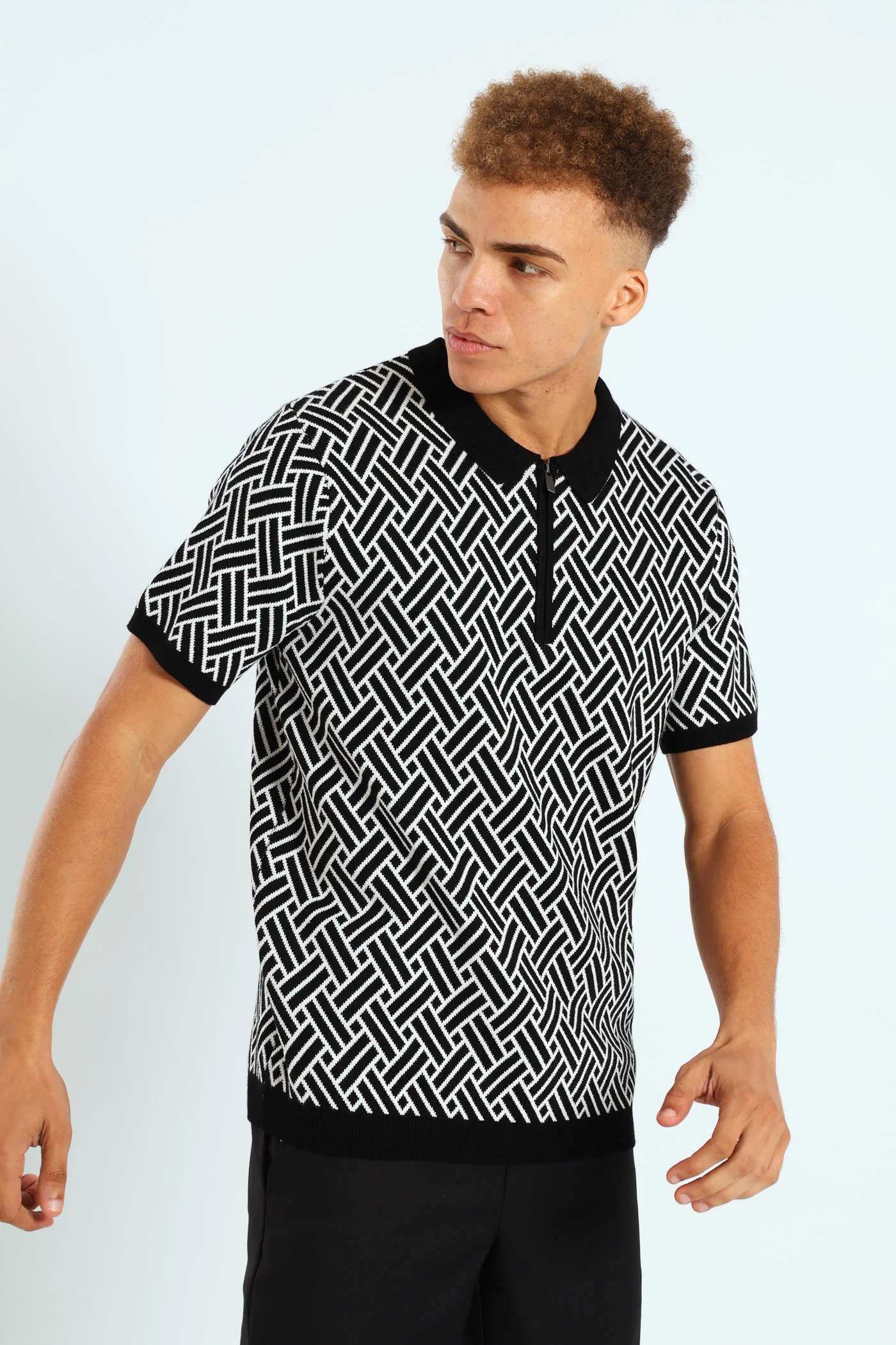 Knit Monochrome Golfer - Black/White - Image 3