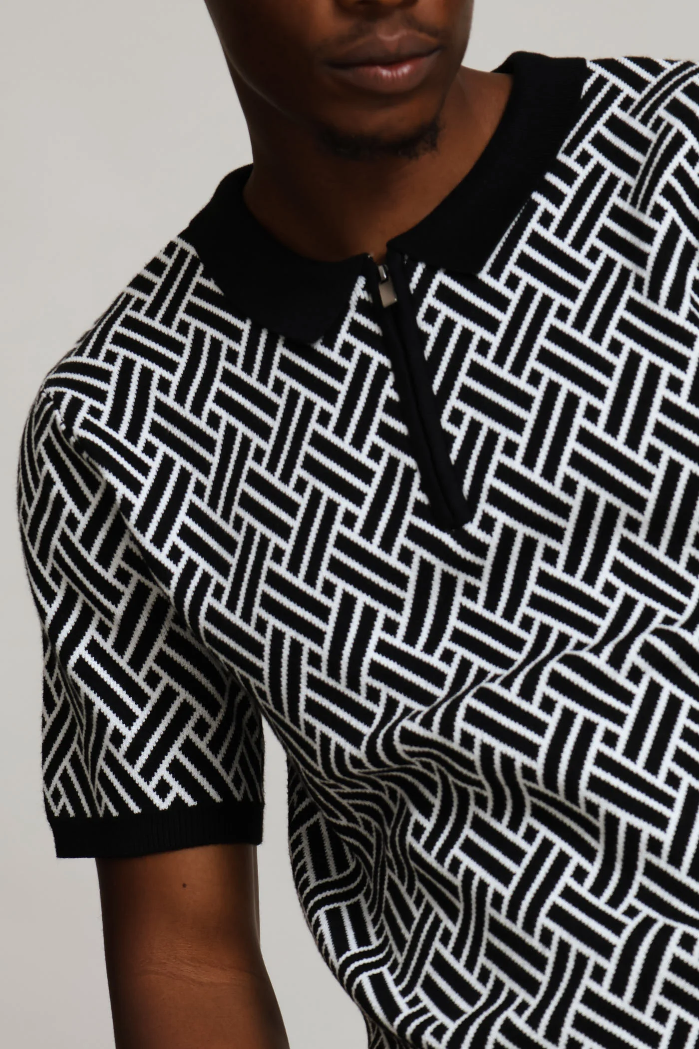 Knit Monochrome Golfer - Black/White - Image 3