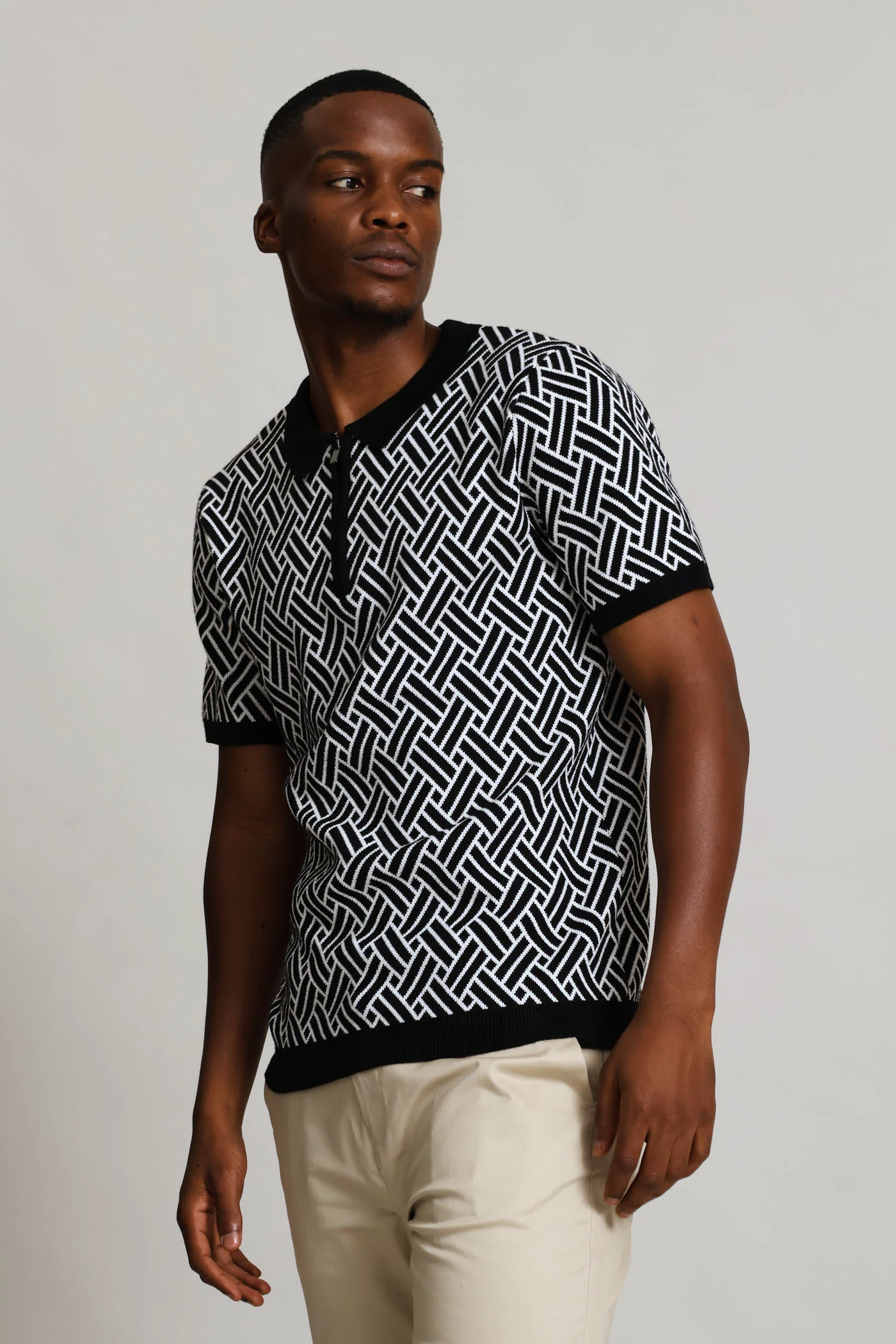 Knit Monochrome Golfer - Black/White - Image 4