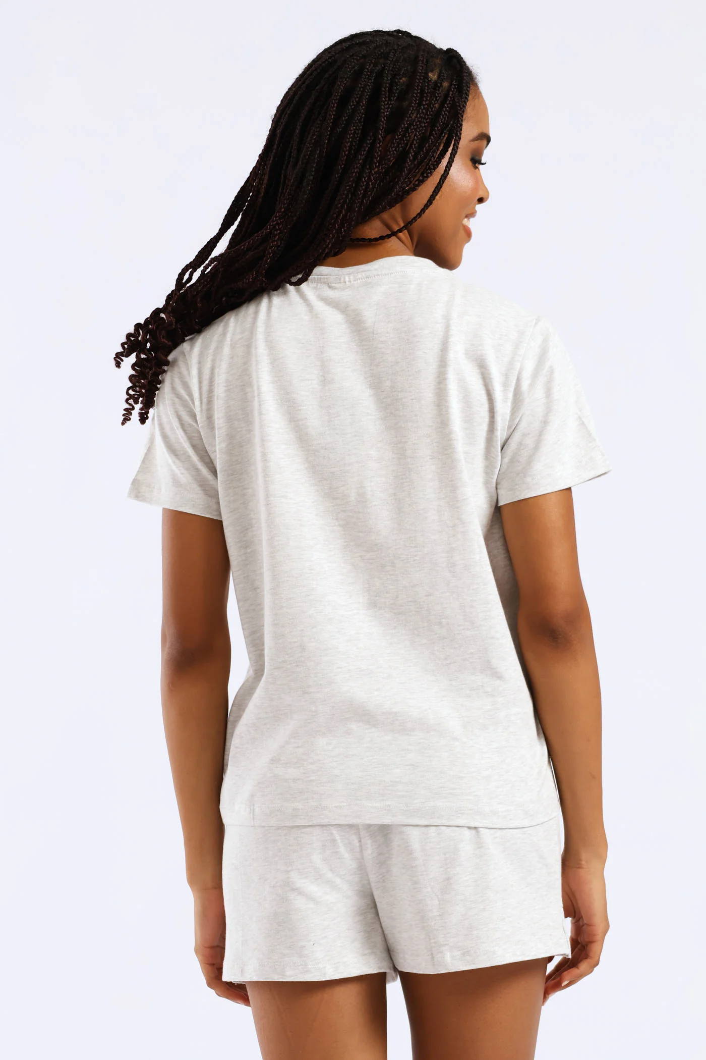 Knit Short Sleep Set - Grey Melange - Image 4