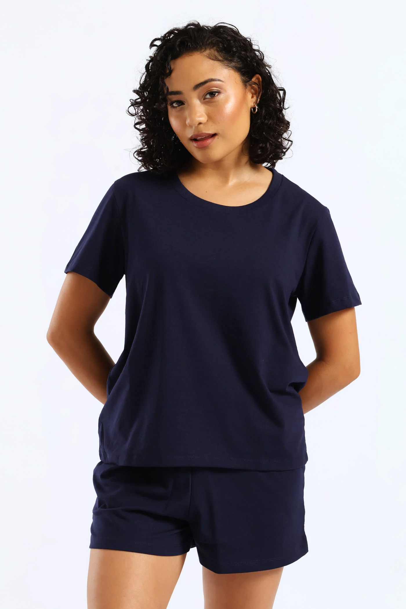 Knit Short Sleep Set - Navy - Image 3