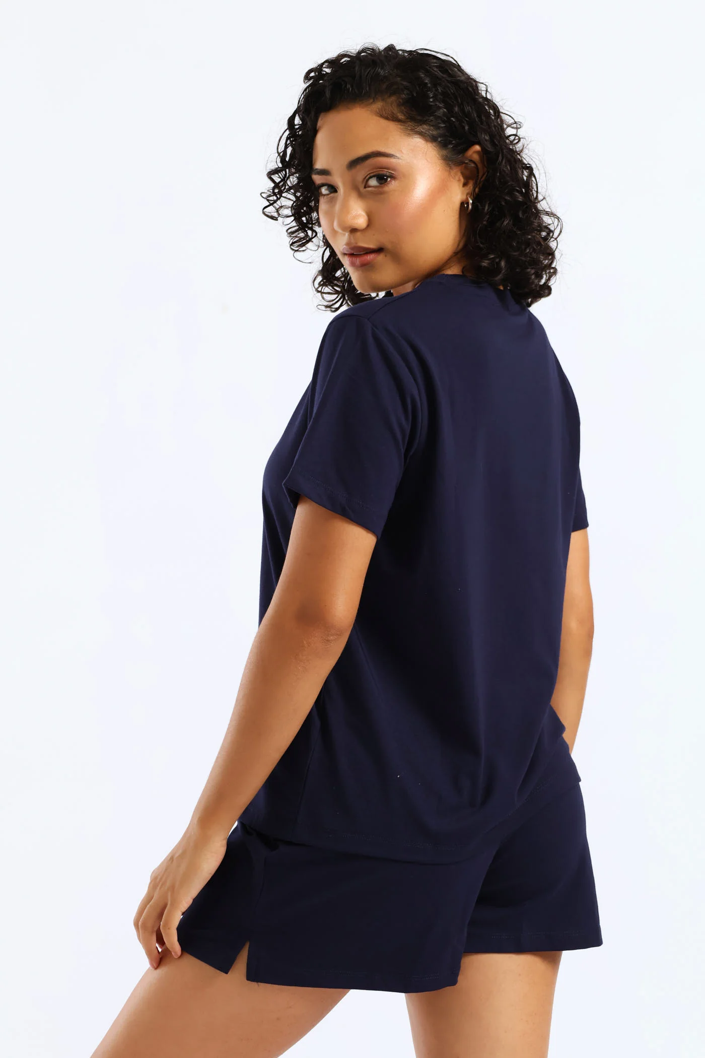 Knit Short Sleep Set - Navy - Image 4