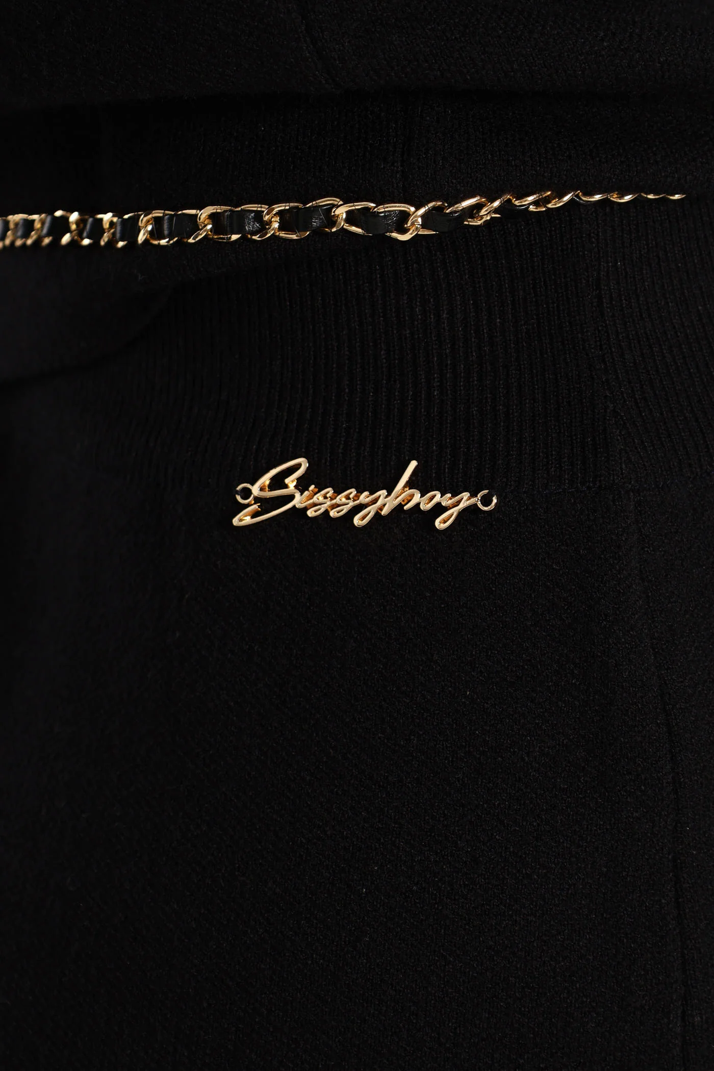 Knit Skirt With Woven Chain Details - Black - Image 5
