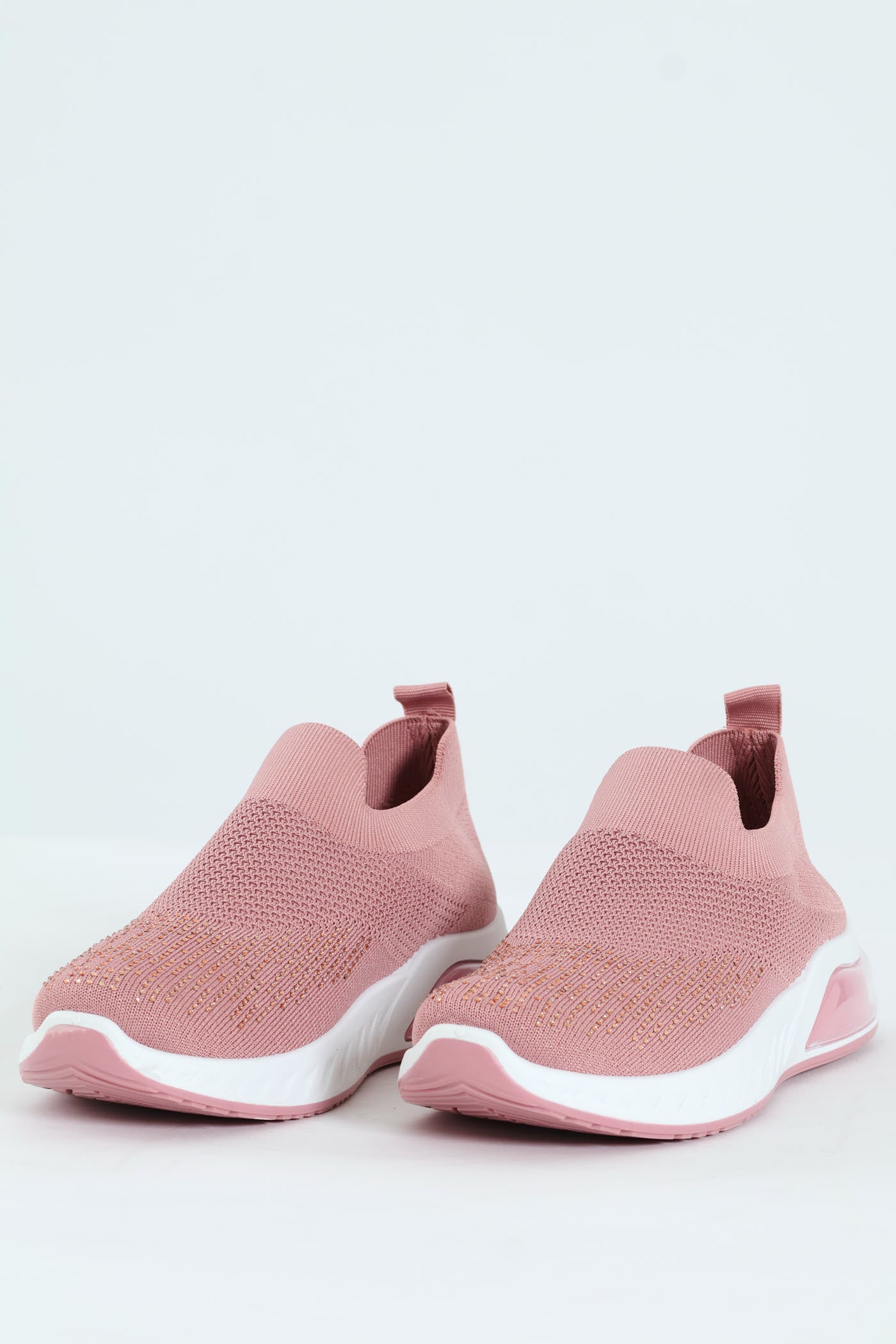 Knit Slip On Sneaker With Diamnte Detail - Blush - Image 3