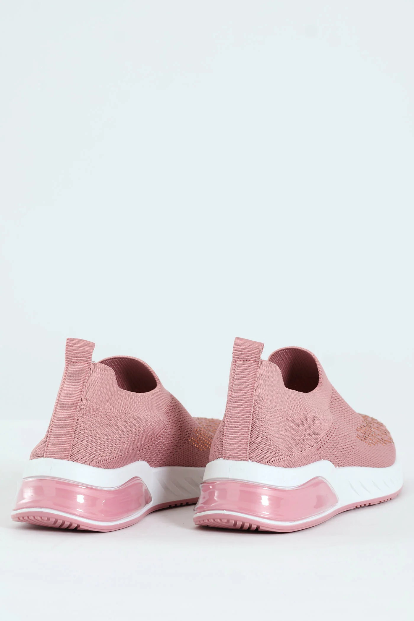 Knit Slip On Sneaker With Diamnte Detail - Blush - Image 5