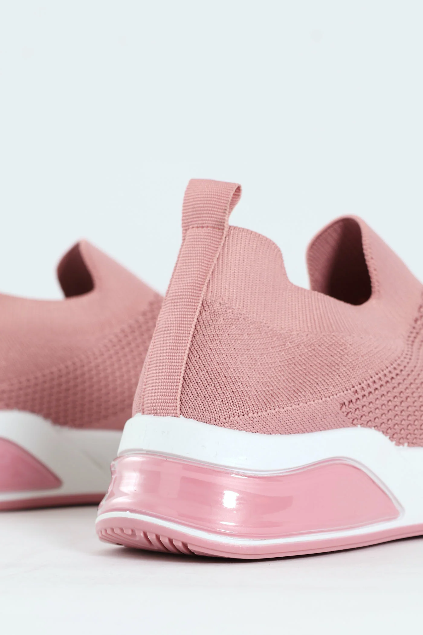 Knit Slip On Sneaker With Diamnte Detail - Blush - Image 6