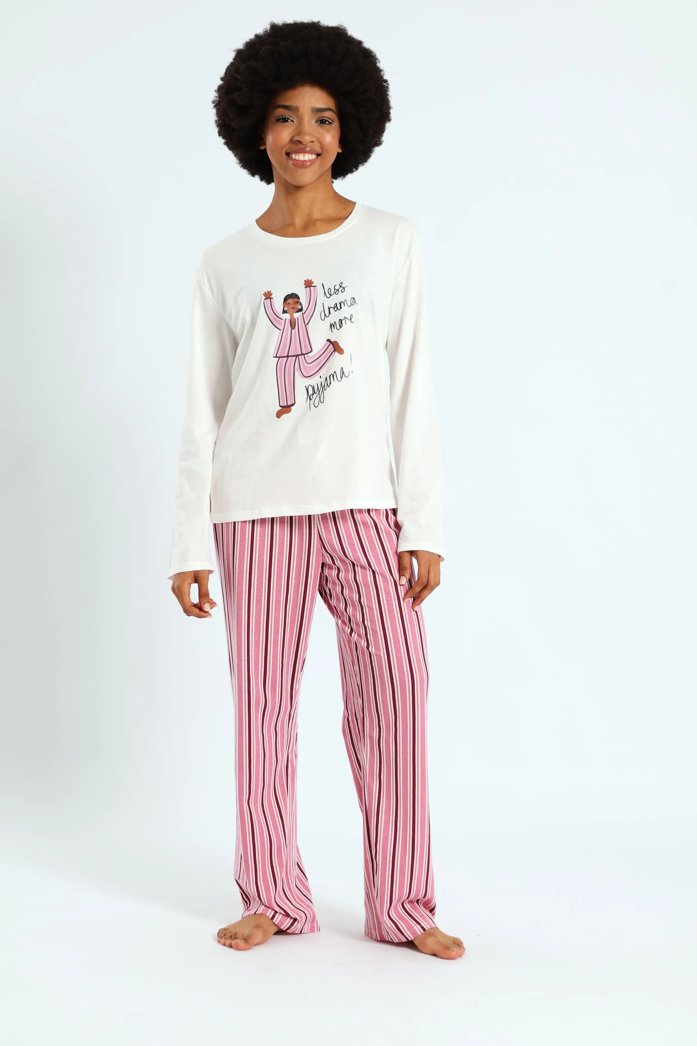 Knit Stripe Pant - White/Pink - Image 2