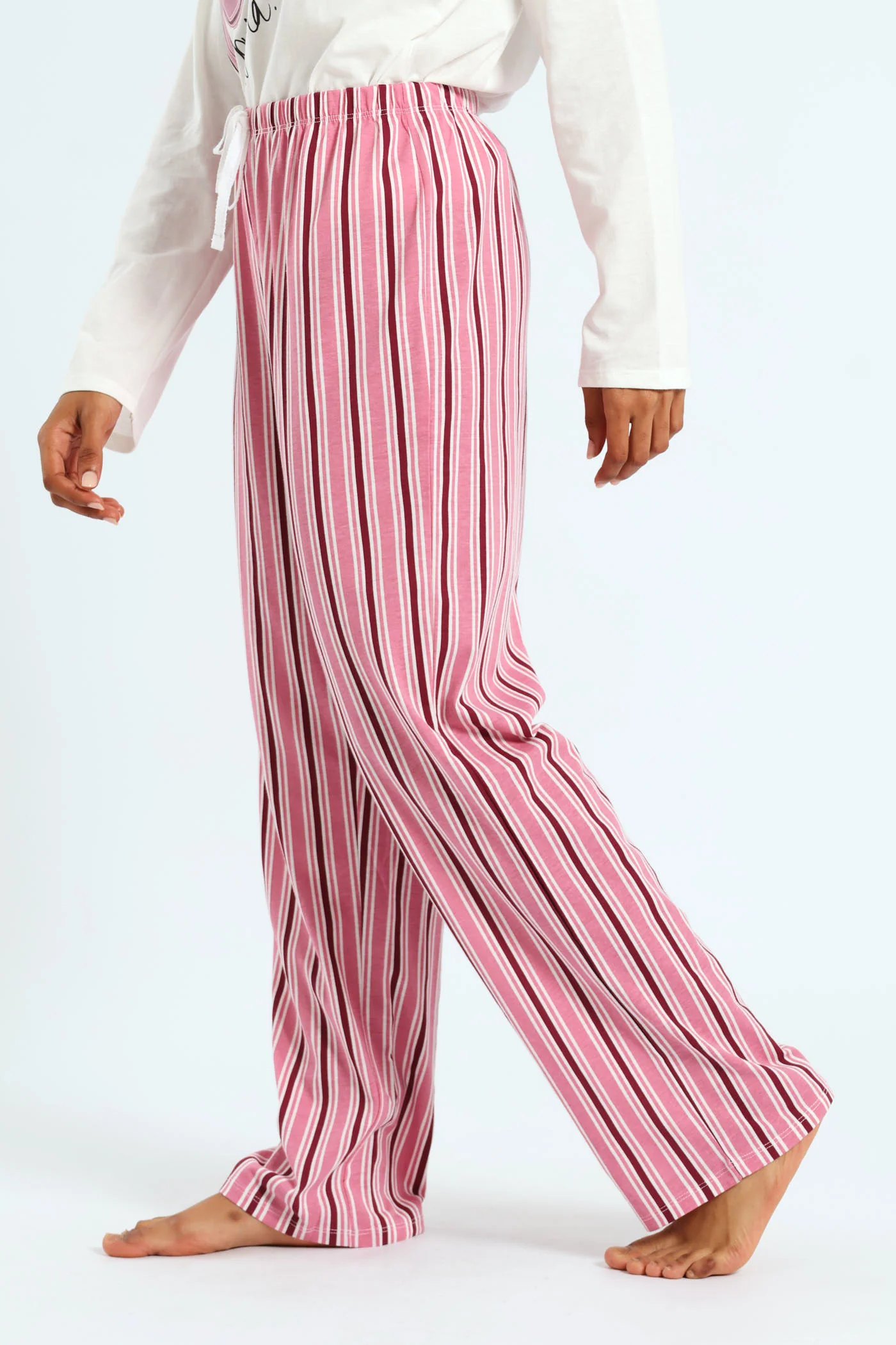 Knit Stripe Pant - White/Pink - Image 3