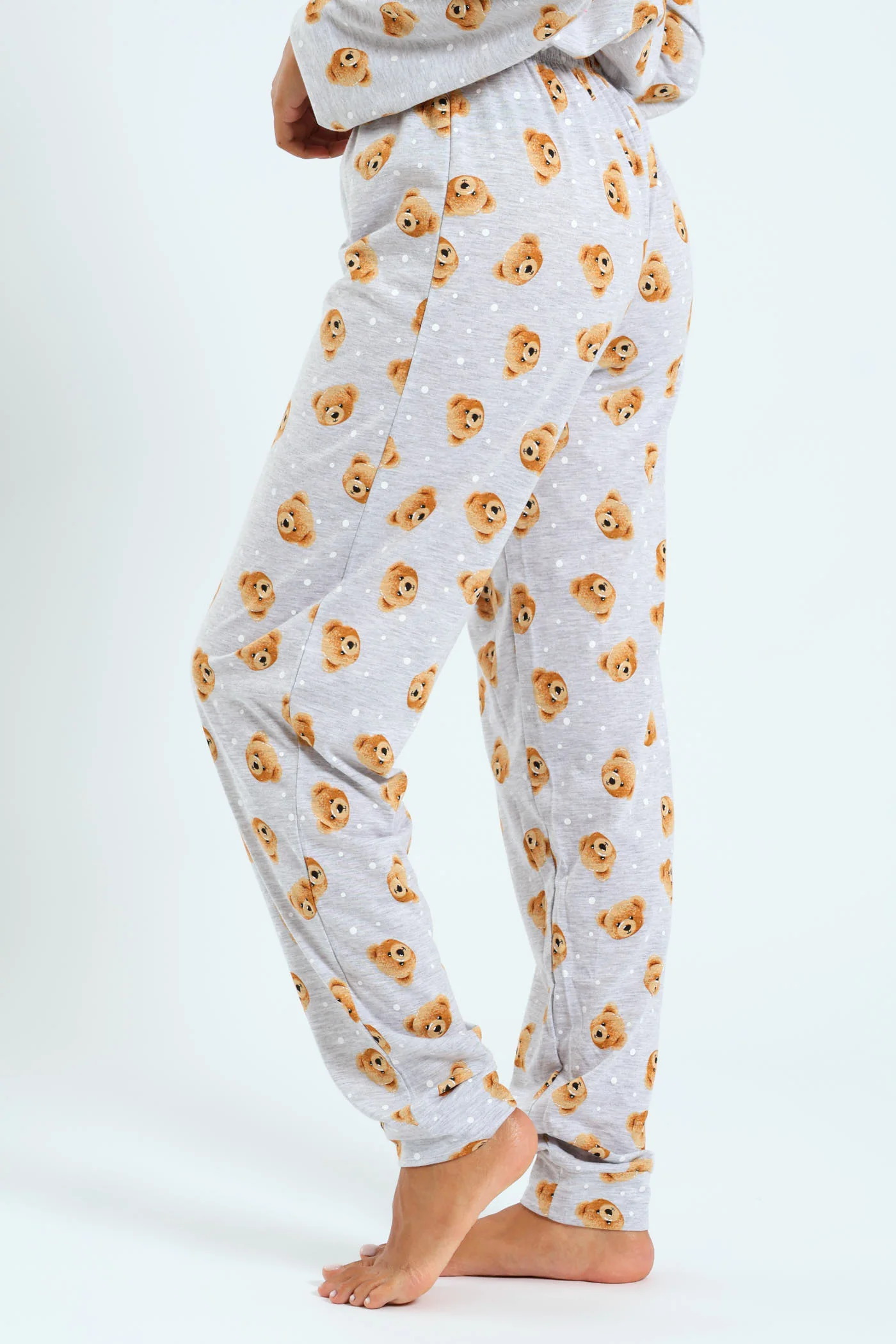 Knit Teddy Jogger - Grey Melange - Image 4