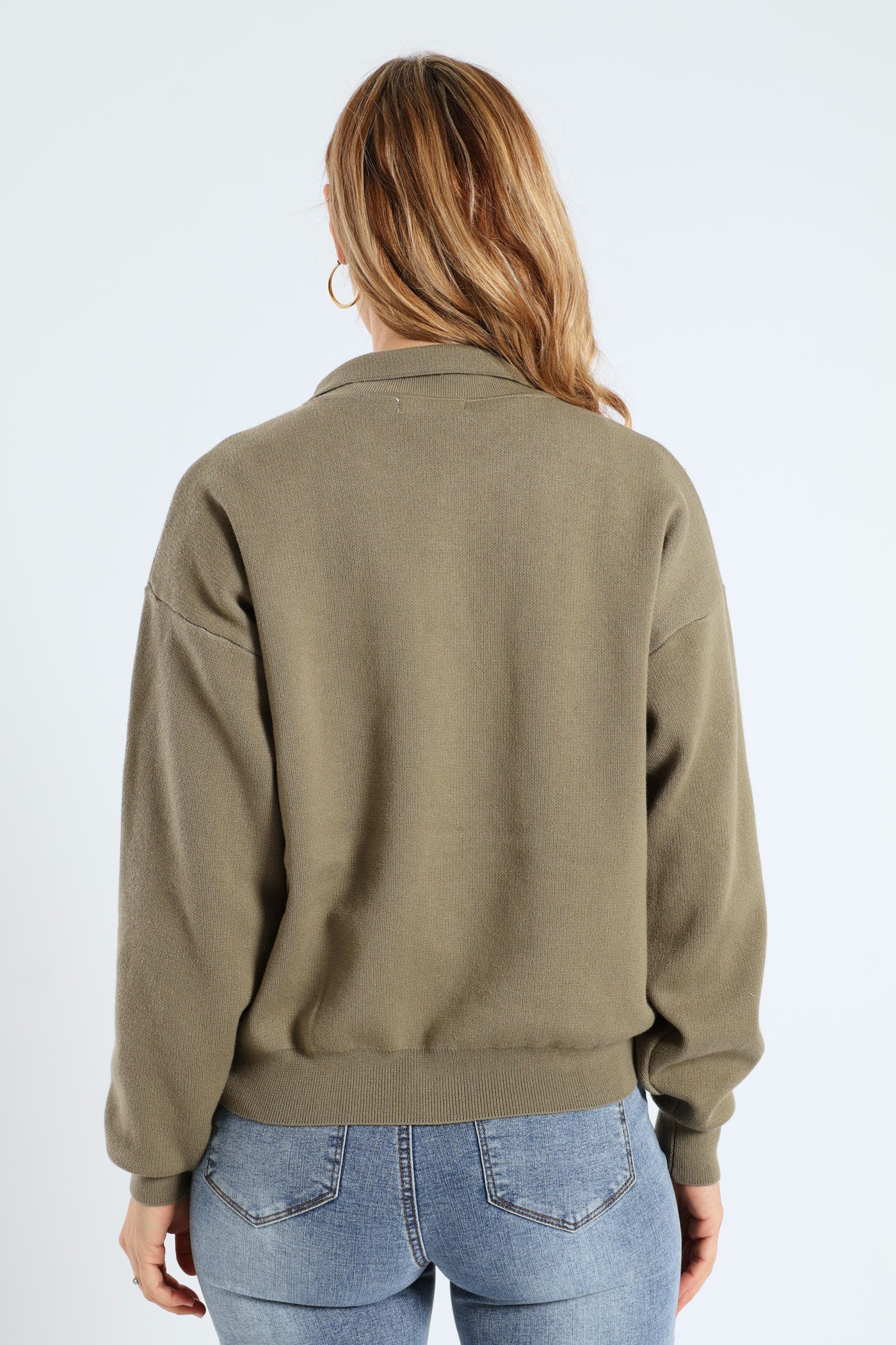 Knitted Cardi Bomber Jacket - Light Fatigue - Image 5