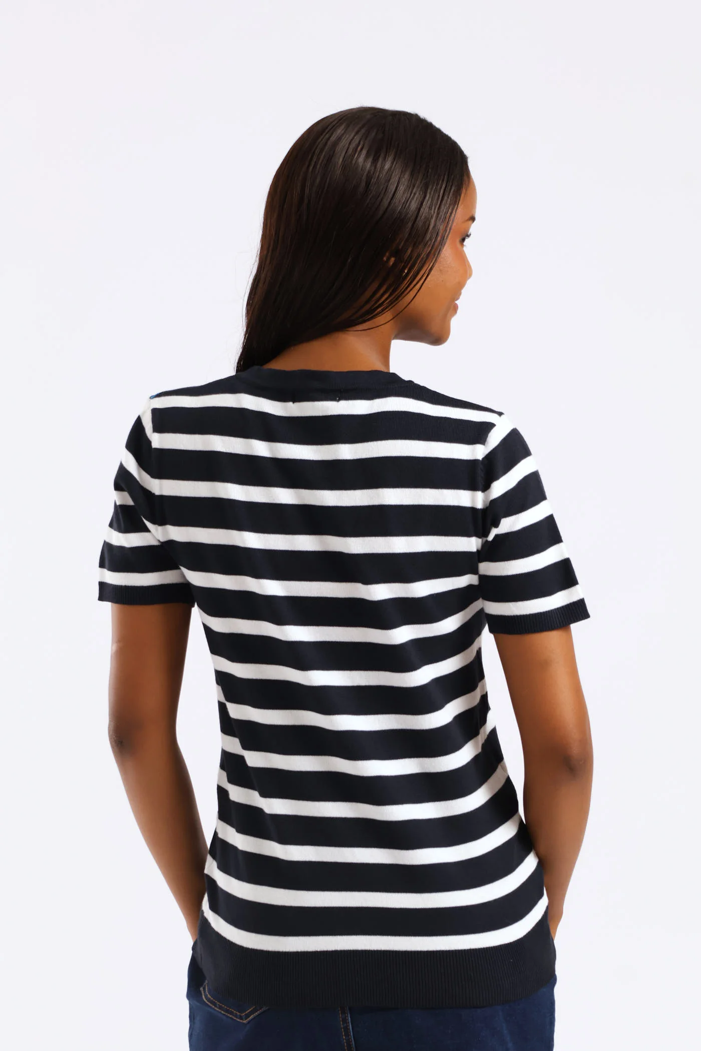 Knitwear Stripe Cornelli Tee - Navy/White - Image 2