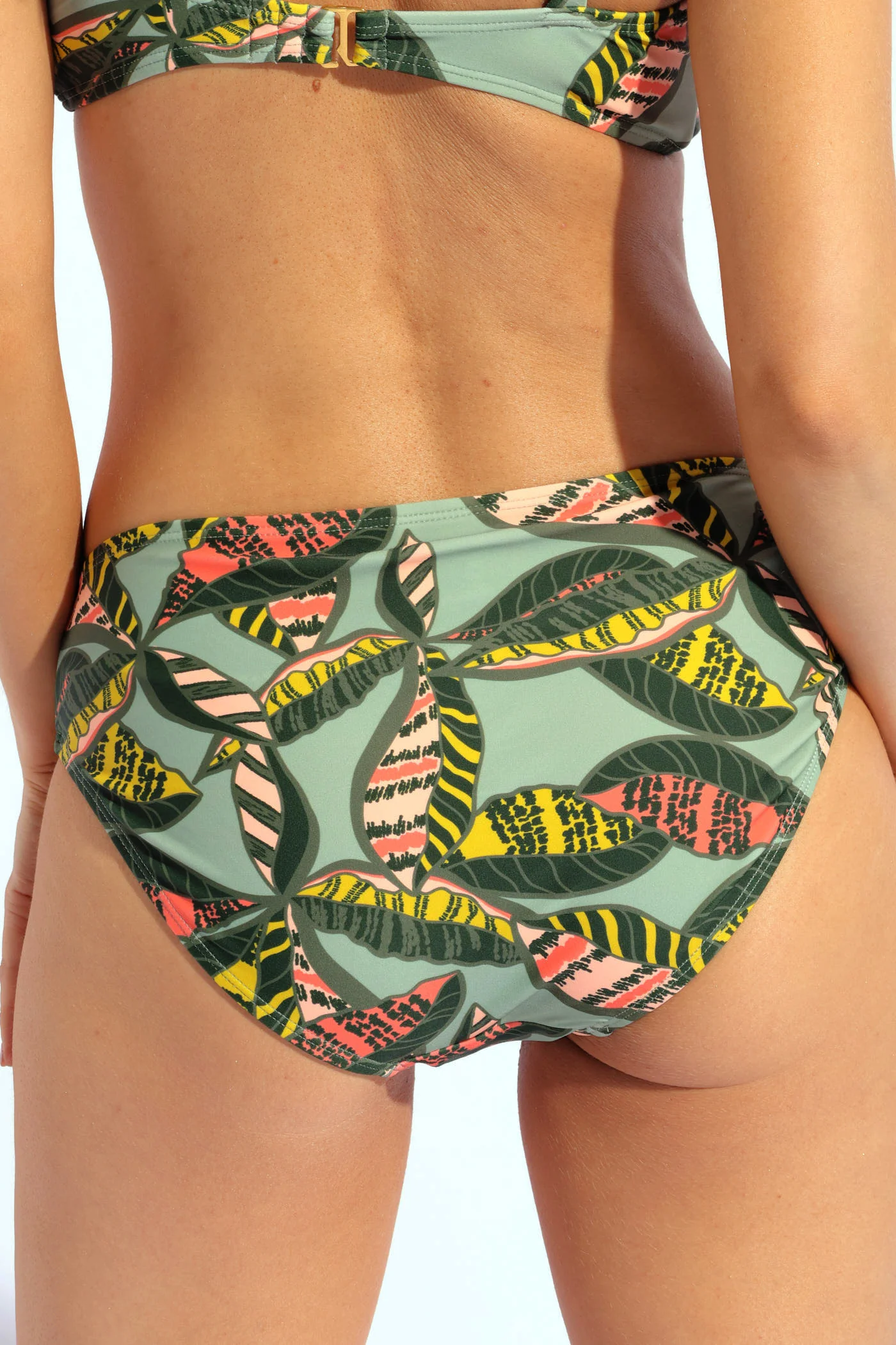 Knot Front Leaf Print Bikini Bottom - Multi - Image 5