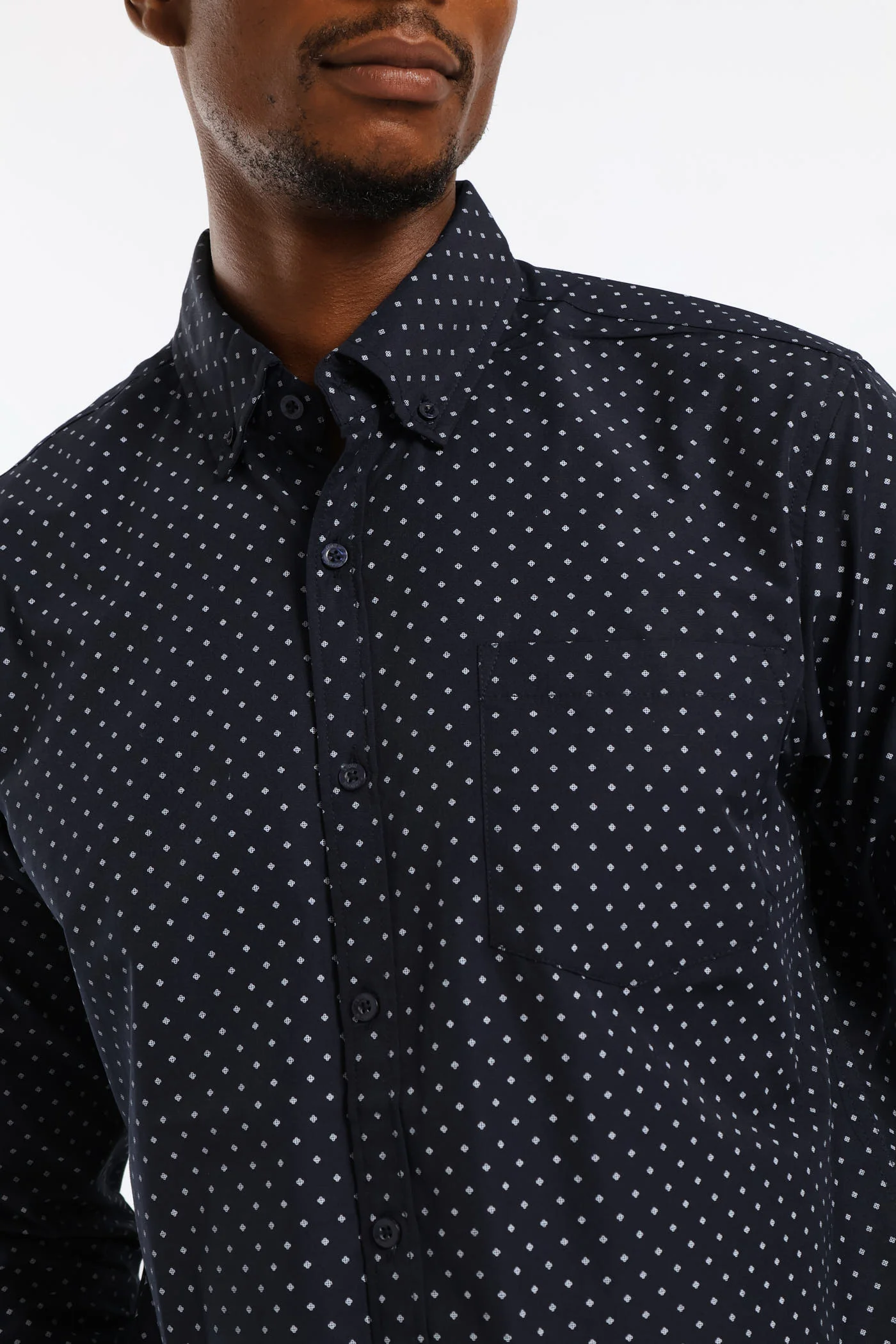 Knot Print Button Down Shirt - Navy - Image 2