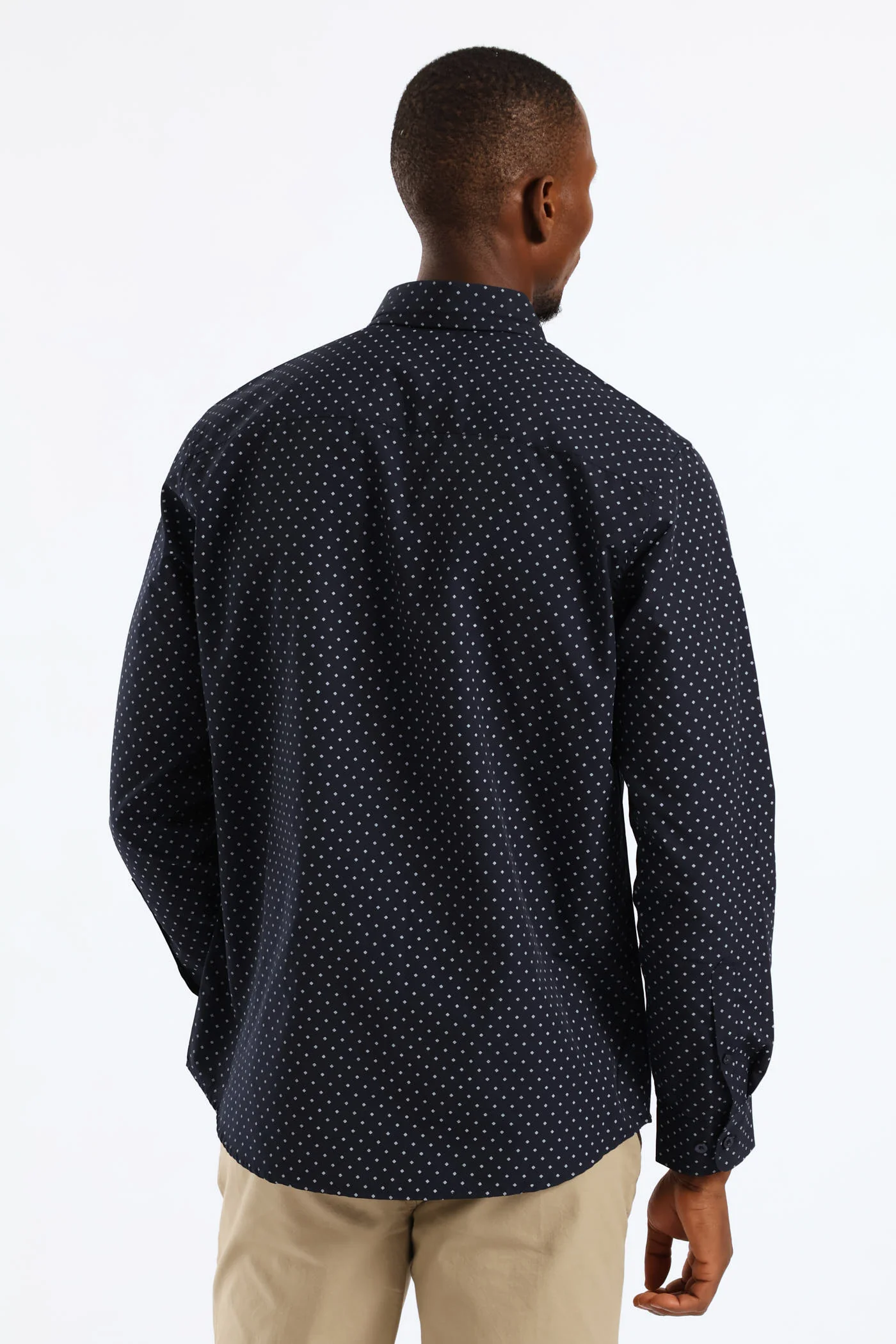 Knot Print Button Down Shirt - Navy - Image 4