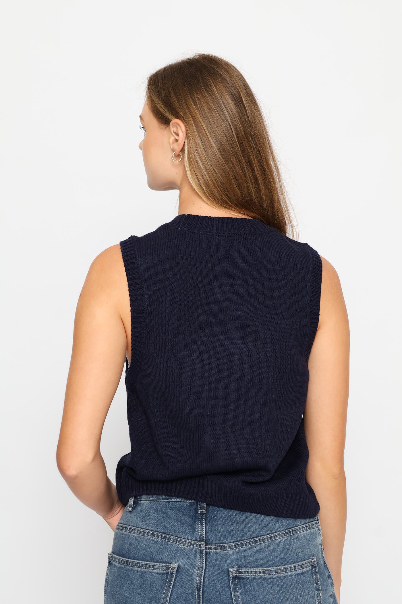 Koi Fish Knit Vest - Navy - Image 2